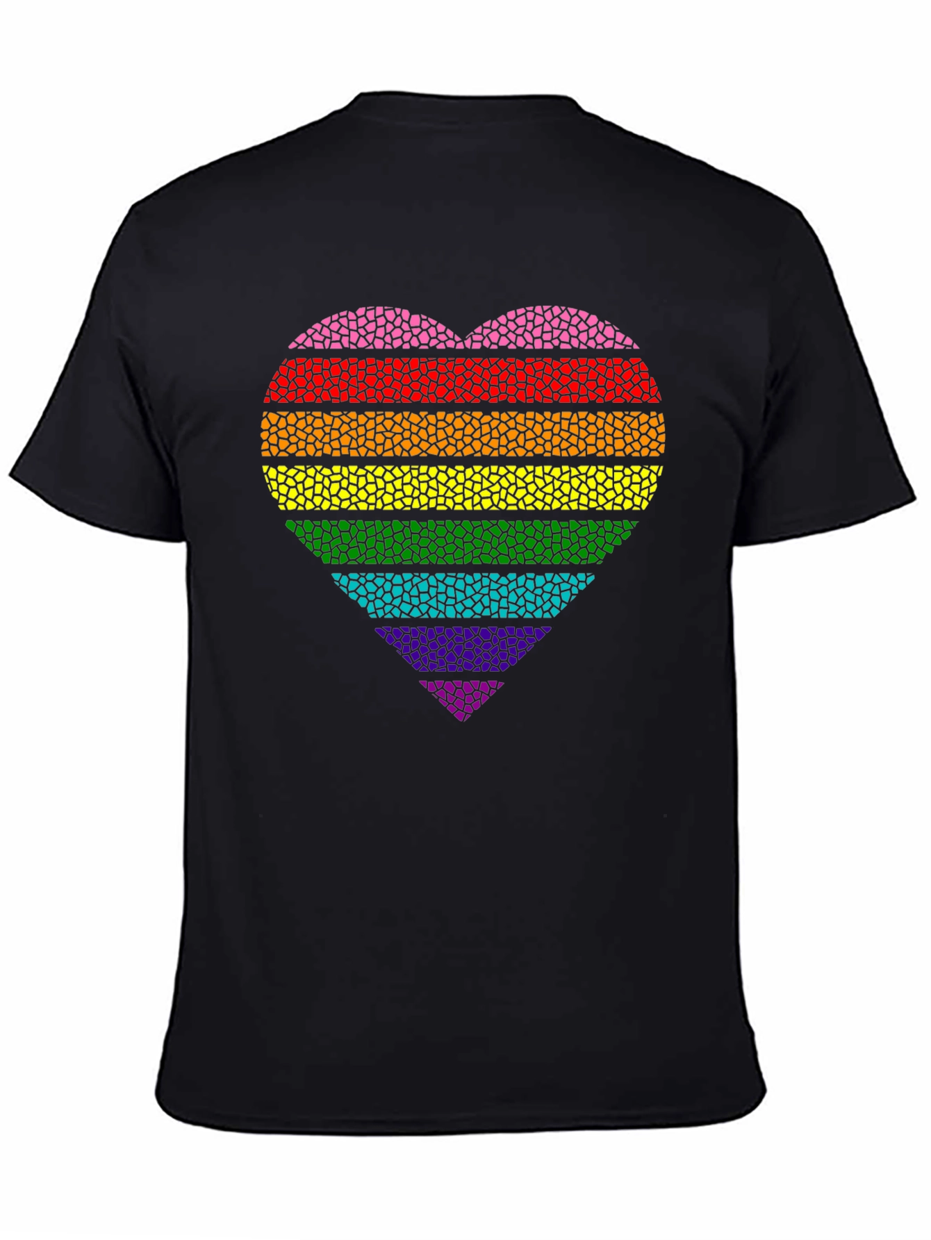 Rainbow Pride Heart T-Shirt - Black