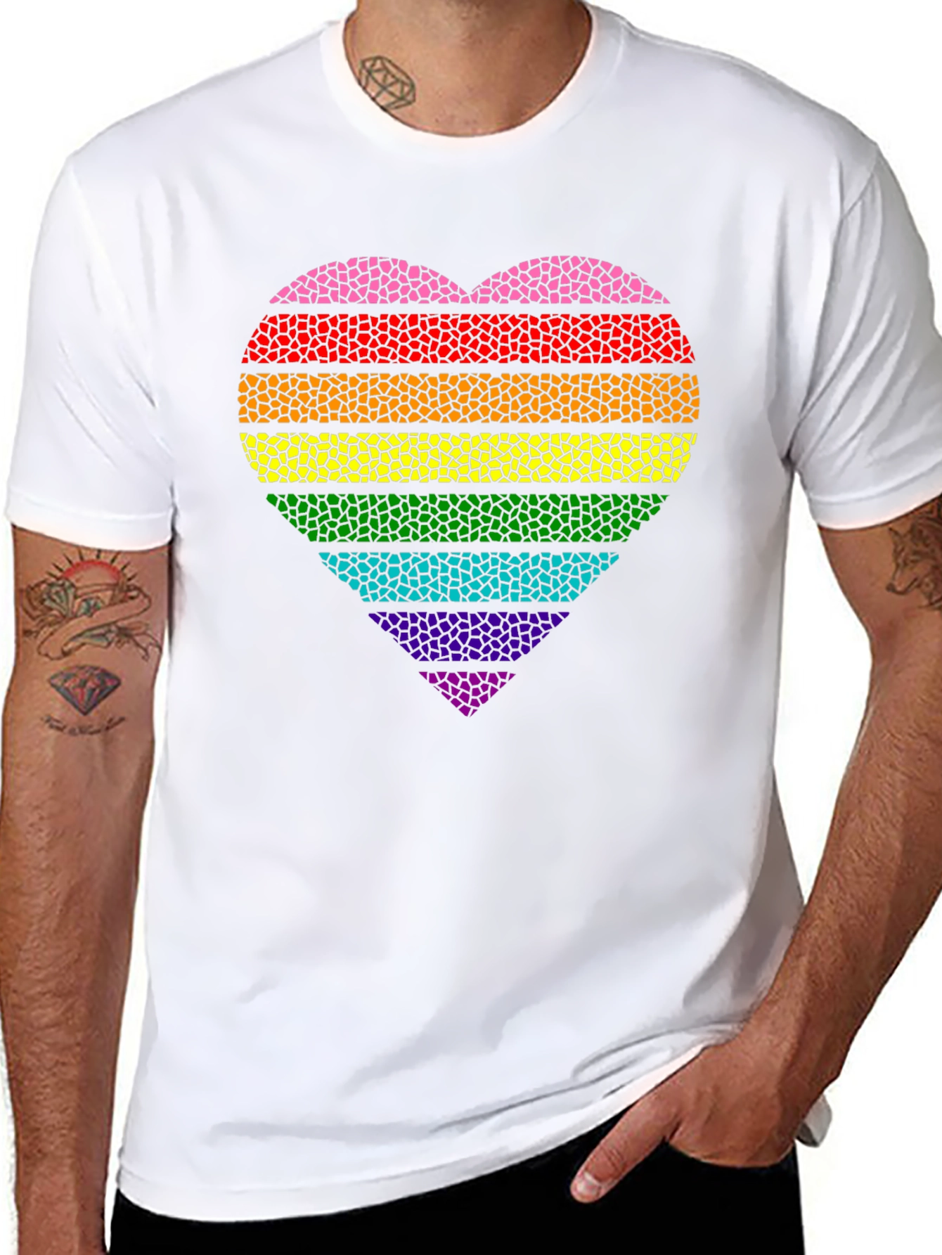 Rainbow Pride Heart T-Shirt - Black