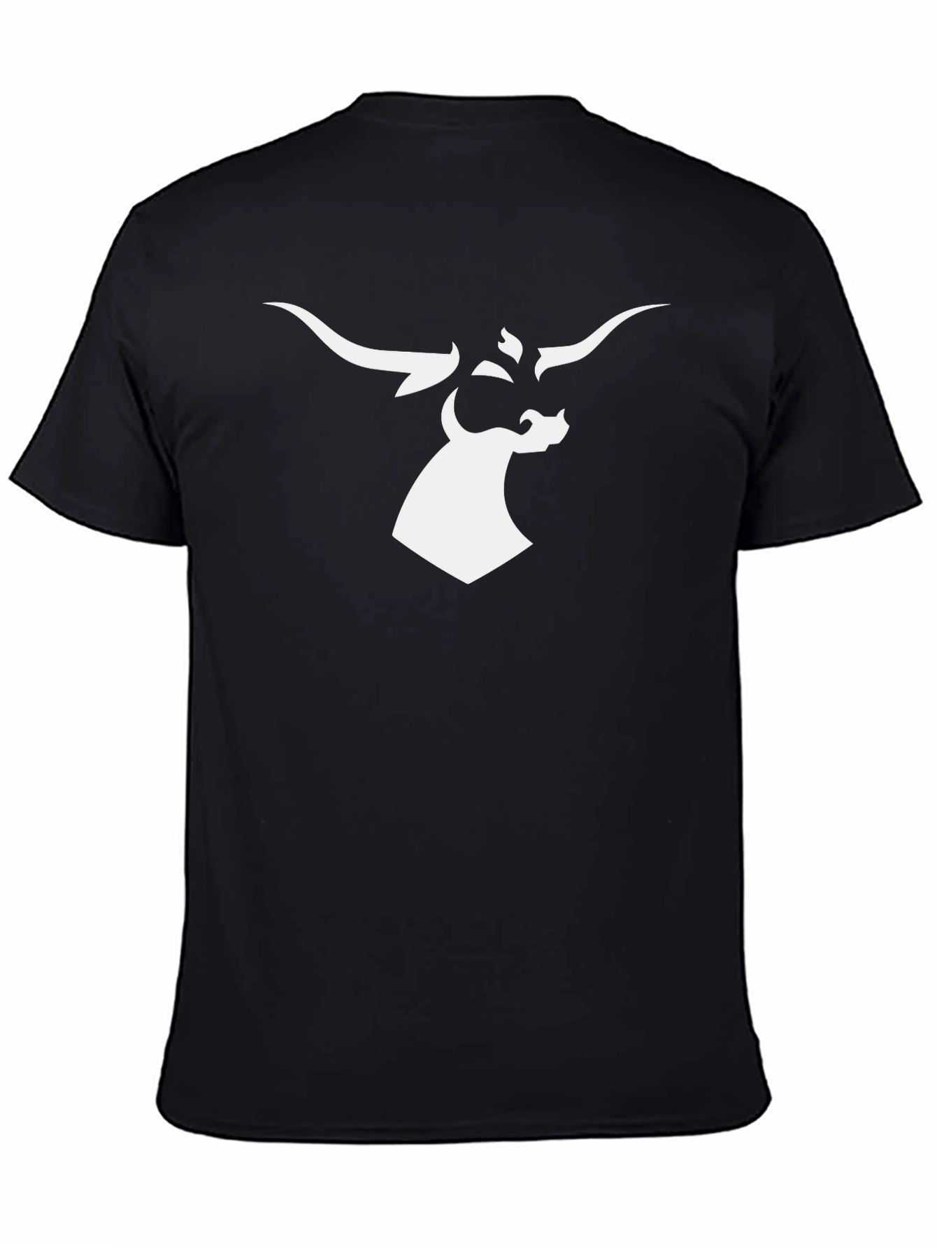 Black T-Shirt with White Bull Graphic Tee