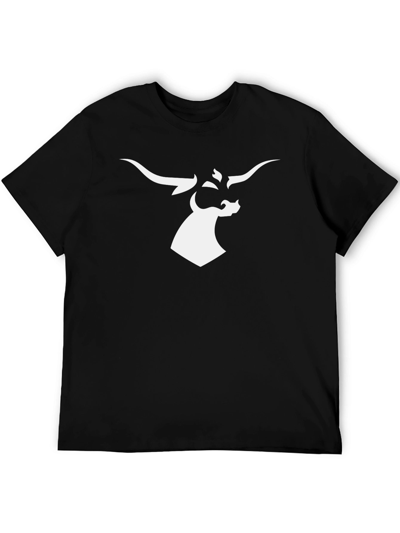 Black T-Shirt with White Bull Graphic Tee
