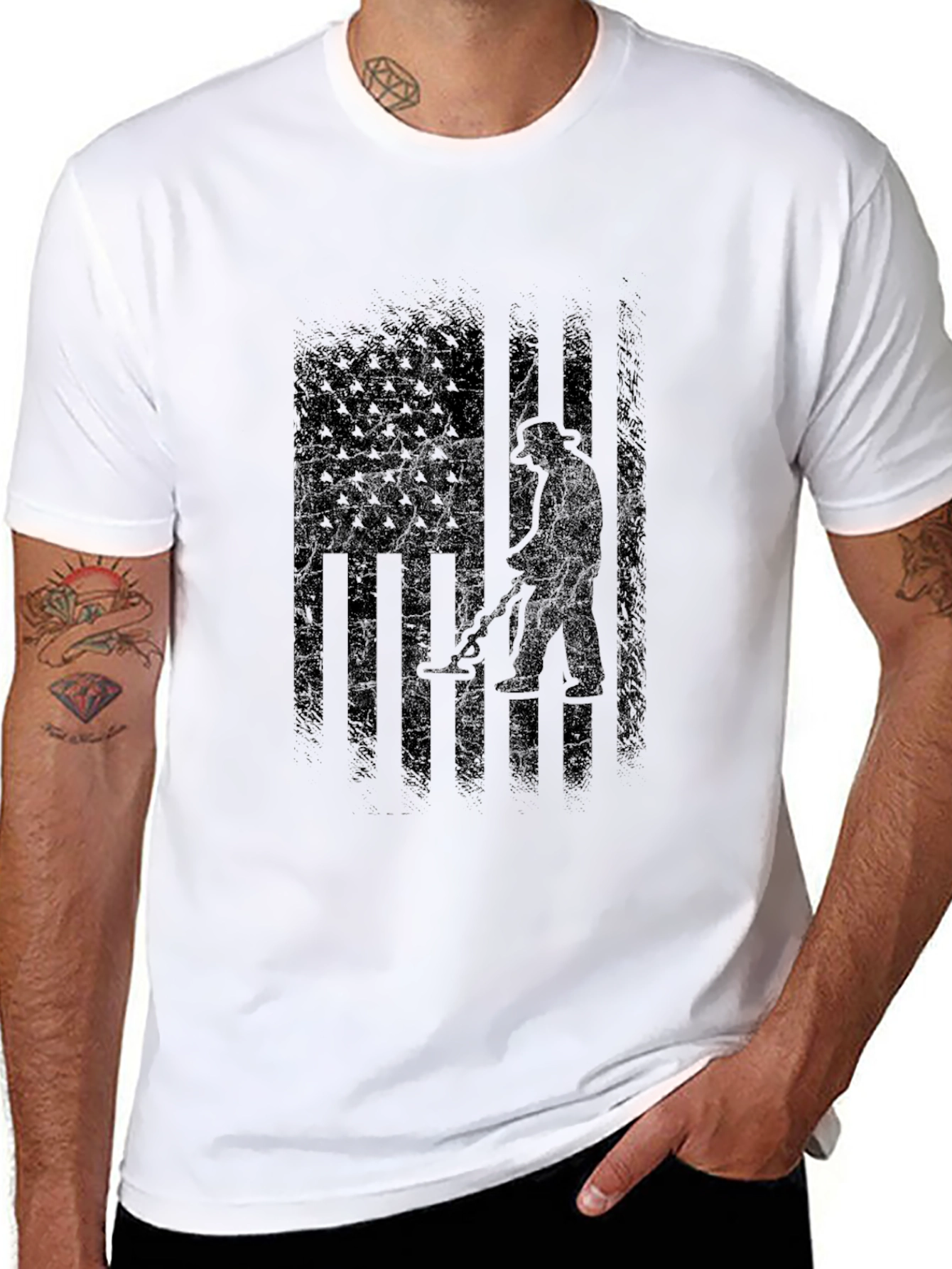 Metal Detector American Flag T-Shirt