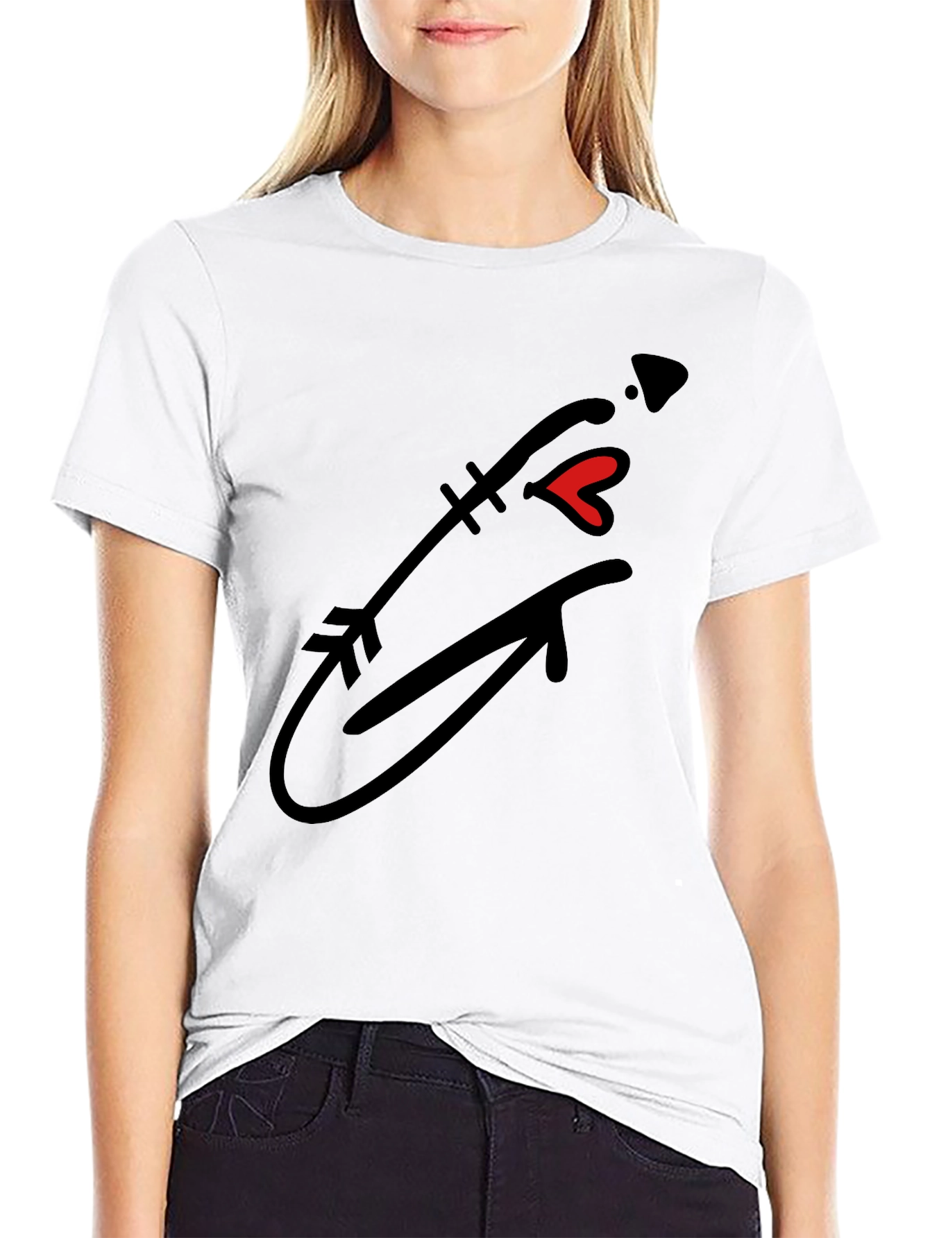 Arrow Heart Graphic Tee - Casual Black T-Shirt