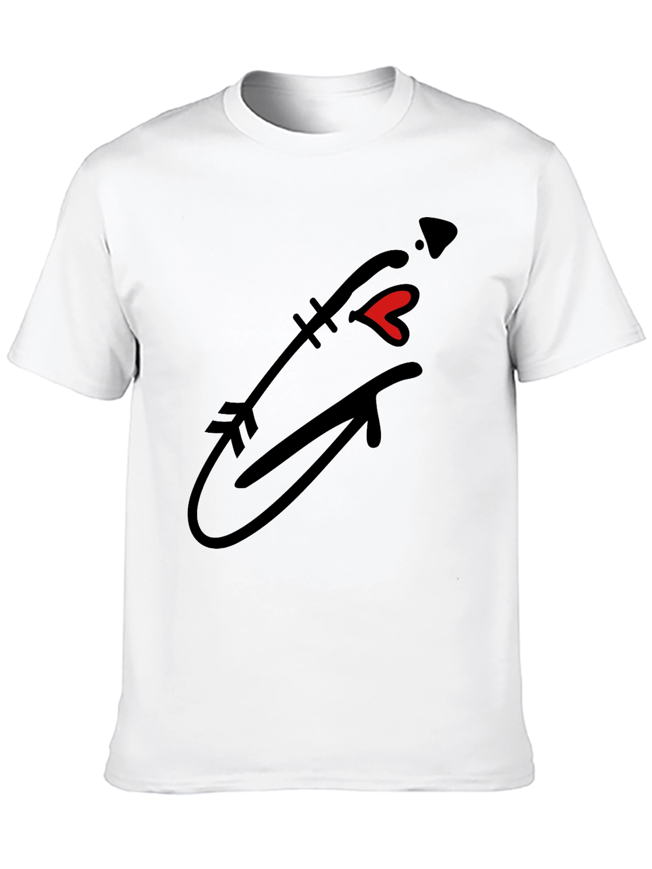 Arrow Heart Graphic Tee - Casual Black T-Shirt