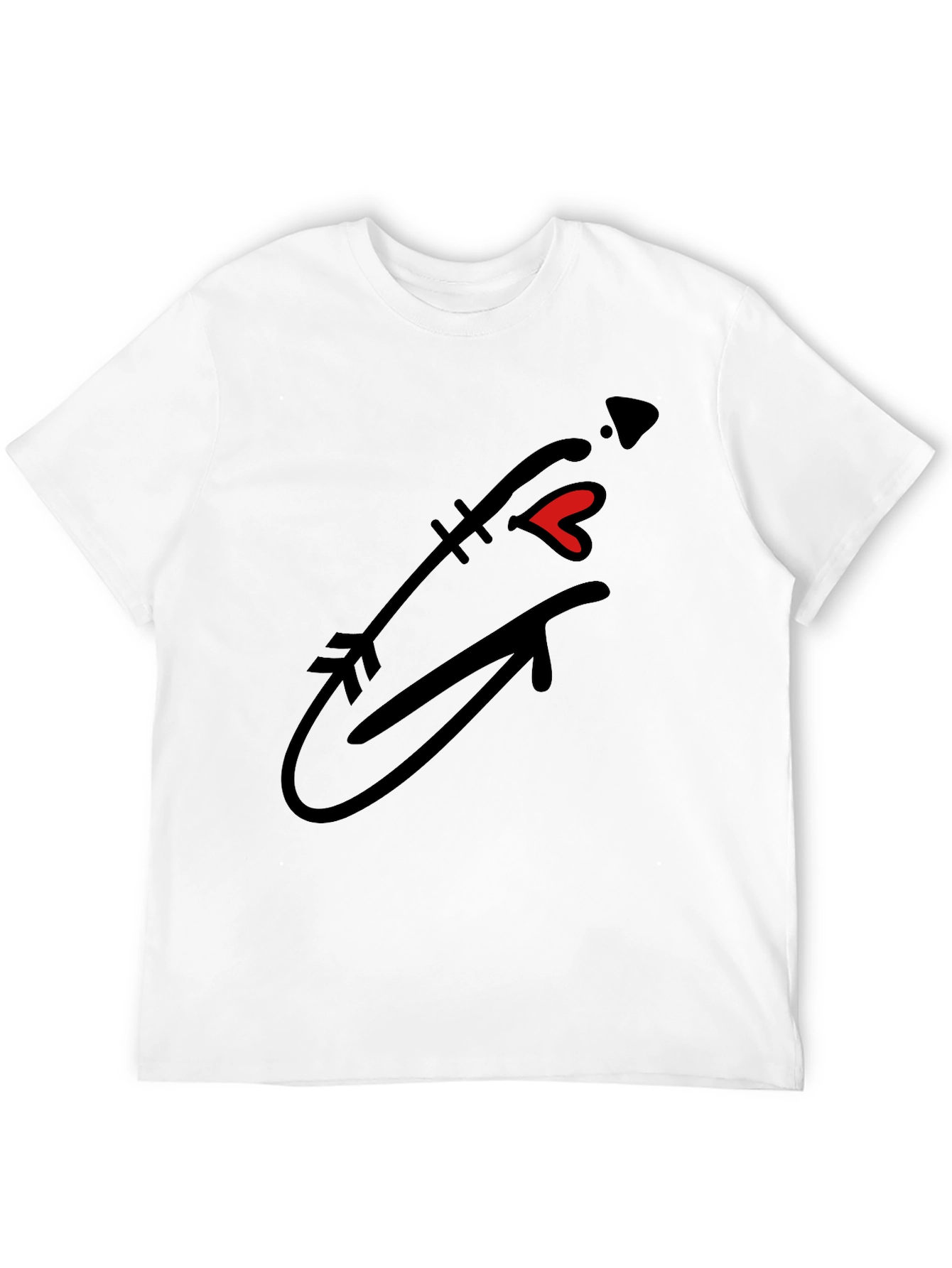 Arrow Heart Graphic Tee - Casual Black T-Shirt