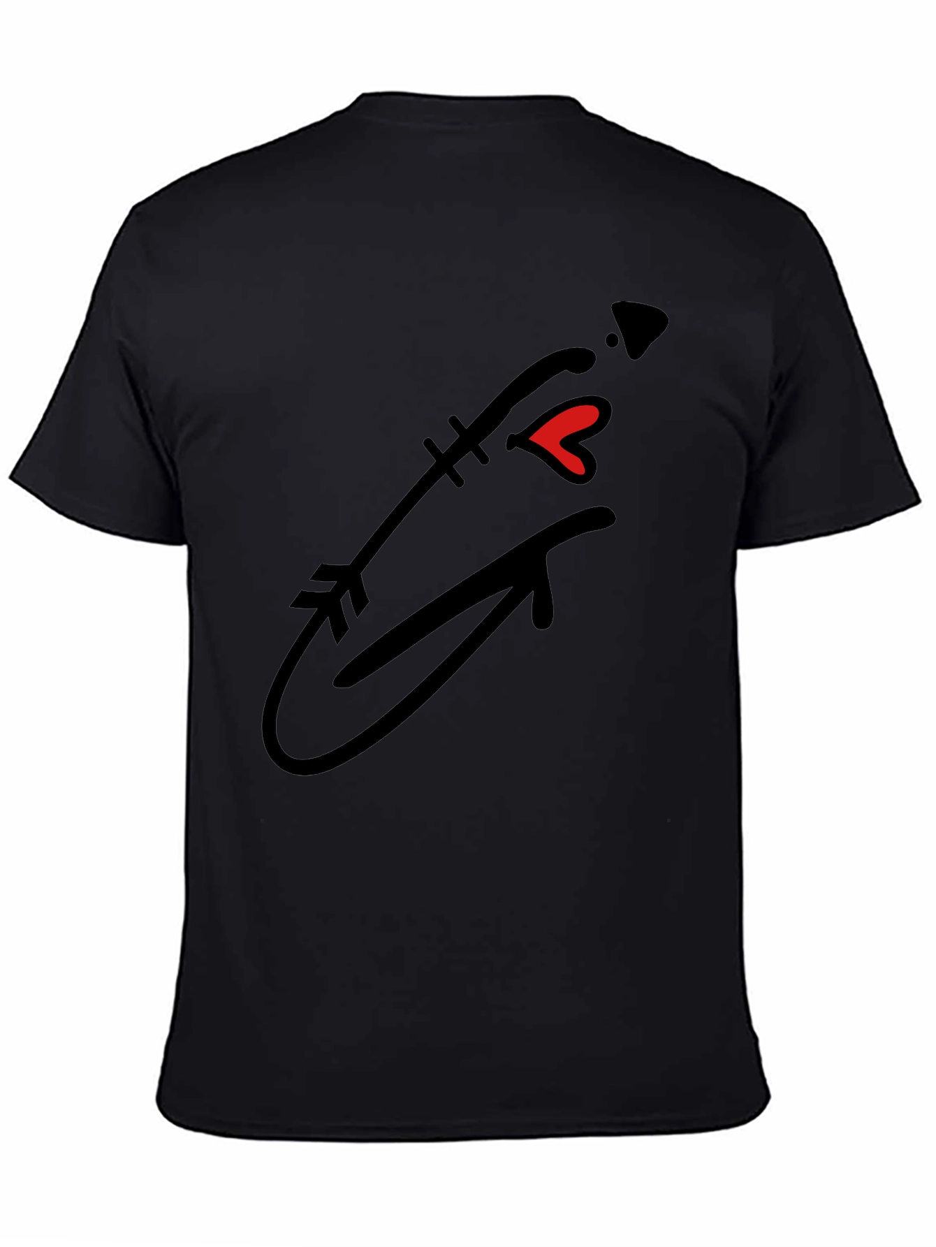 Arrow Heart Graphic Tee - Casual Black T-Shirt