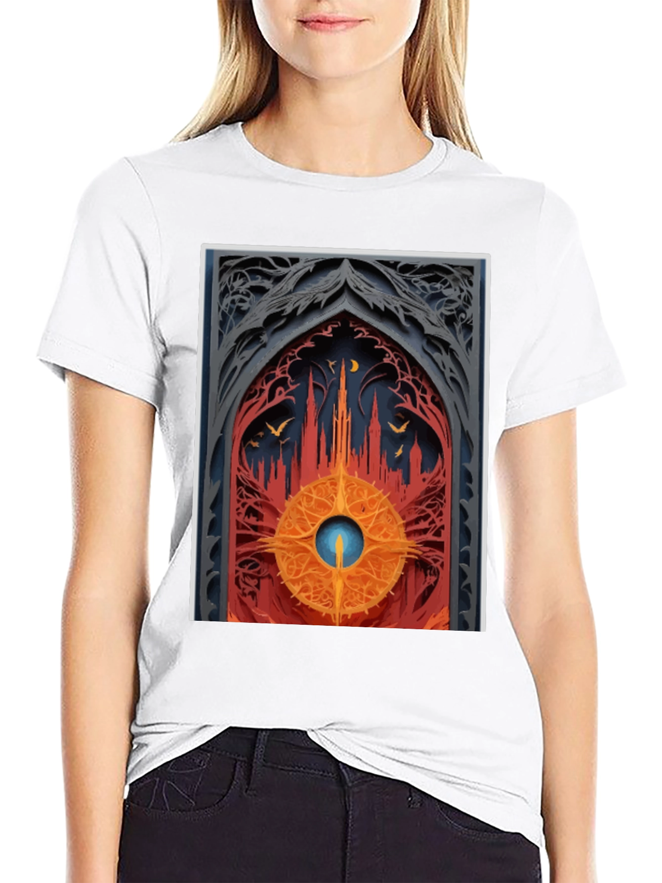Gothic Archway Graphic Tee - Unique Artistic Design