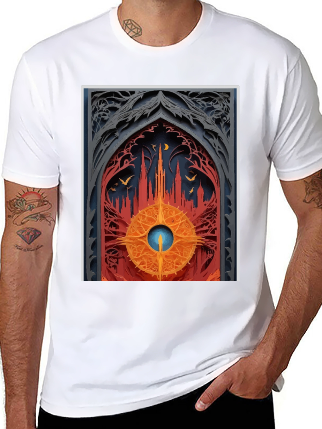 Gothic Archway Graphic Tee - Unique Artistic Design