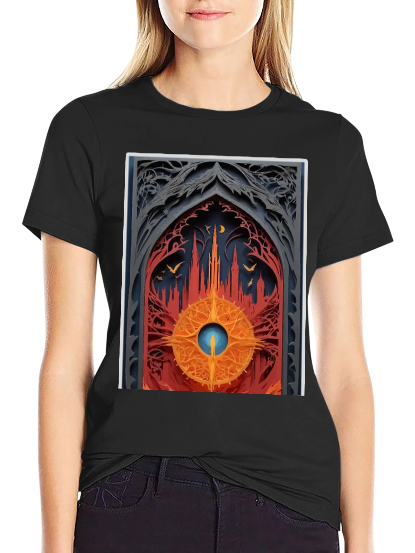 Gothic Archway Graphic Tee - Unique Artistic Design