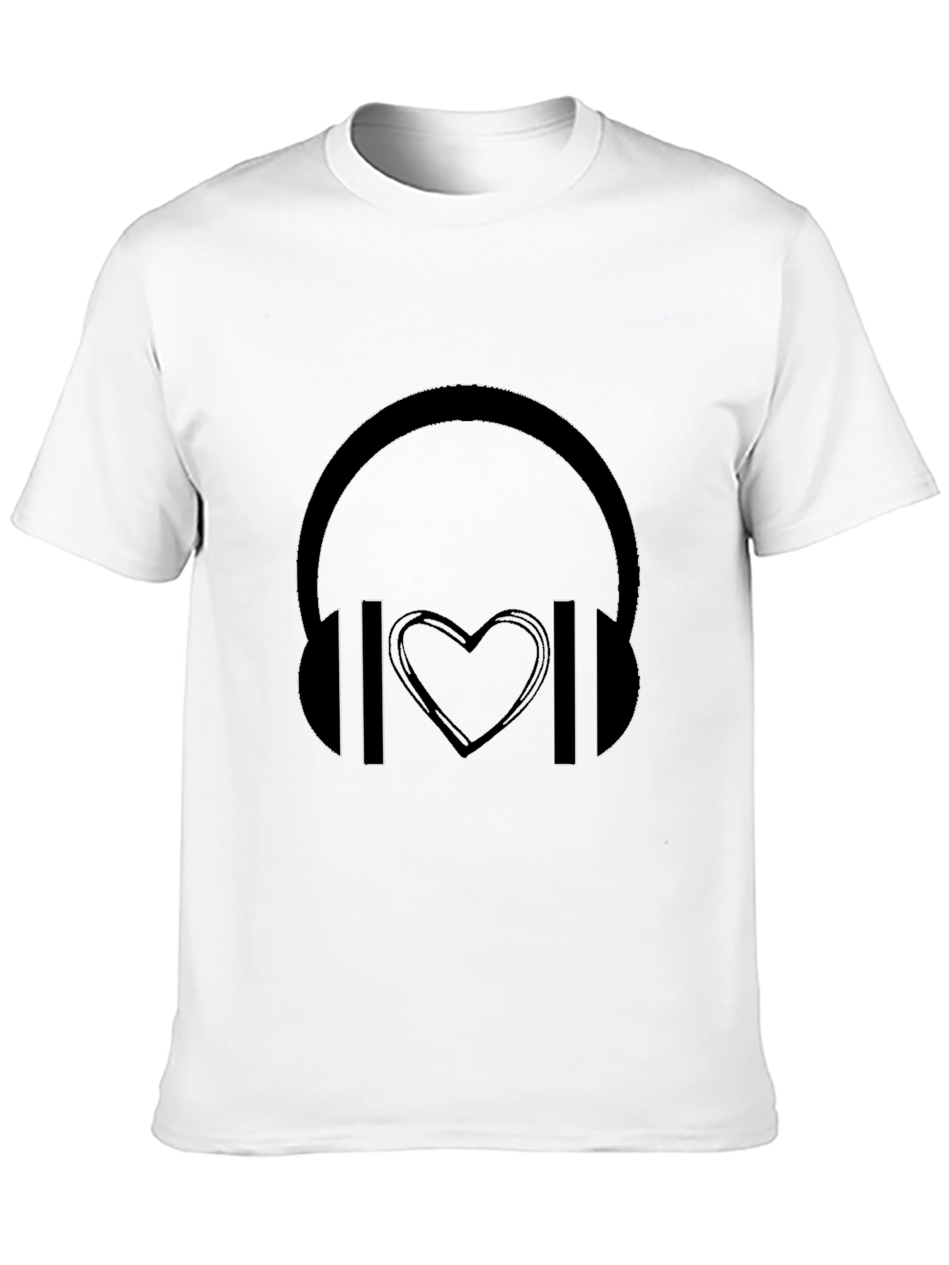 Headphones Heartbeat Black Graphic Tee