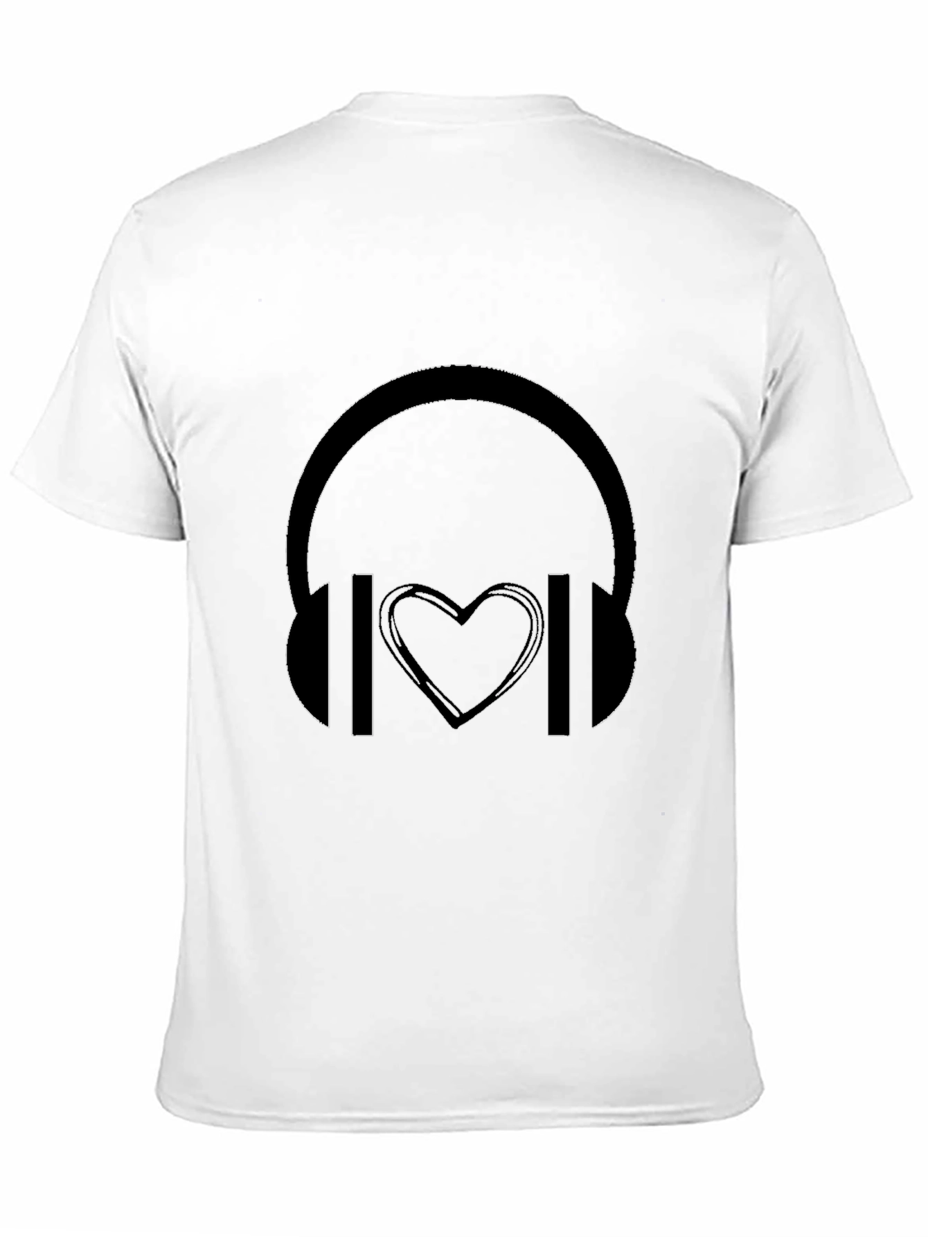 Headphones Heartbeat Black Graphic Tee