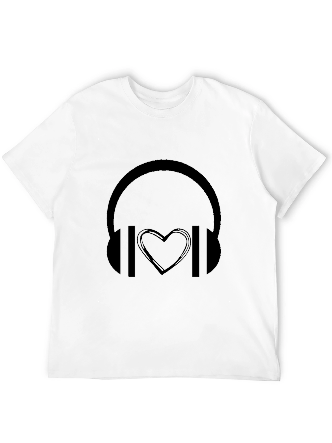 Headphones Heartbeat Black Graphic Tee