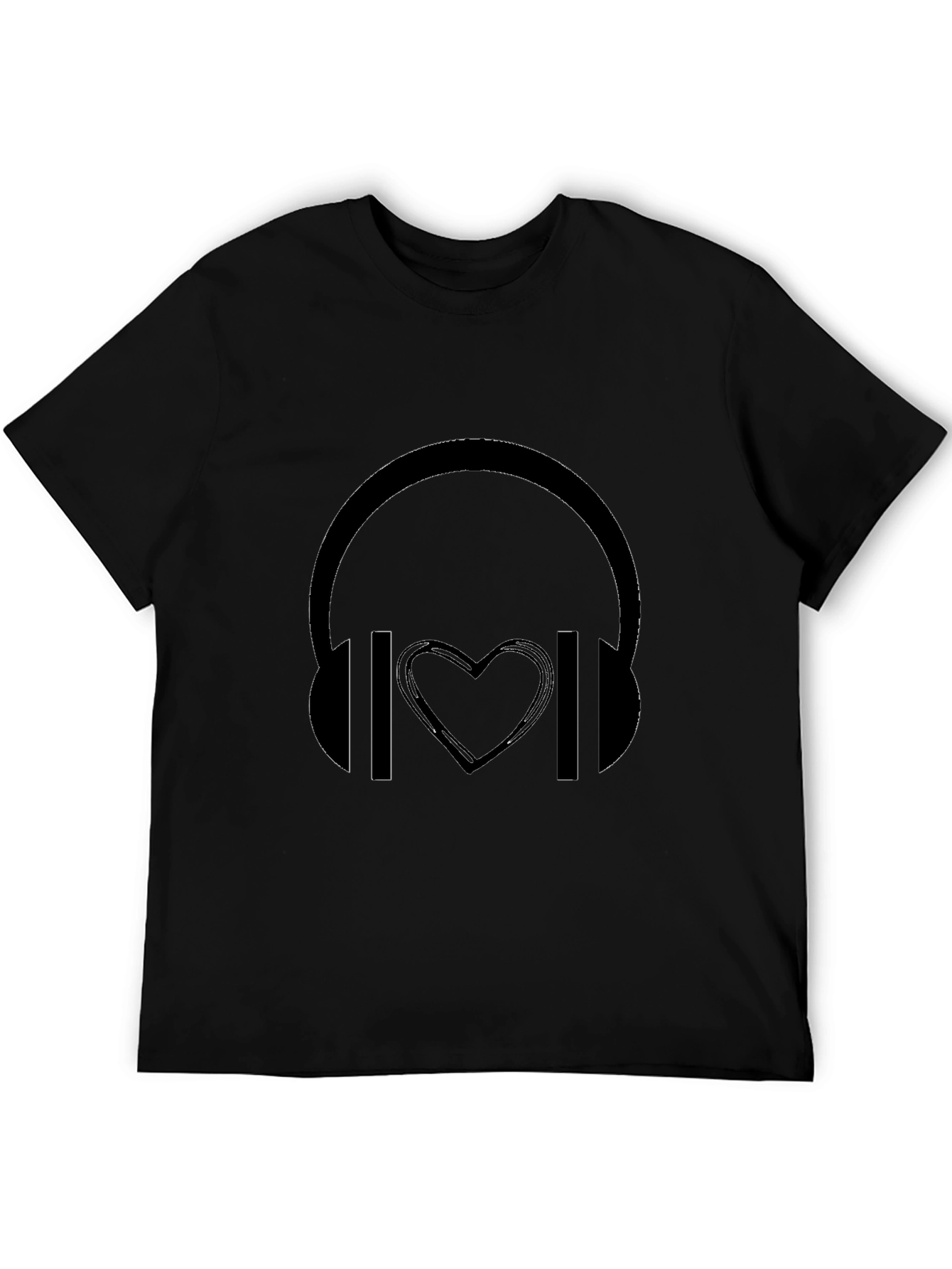 Headphones Heartbeat Black Graphic Tee