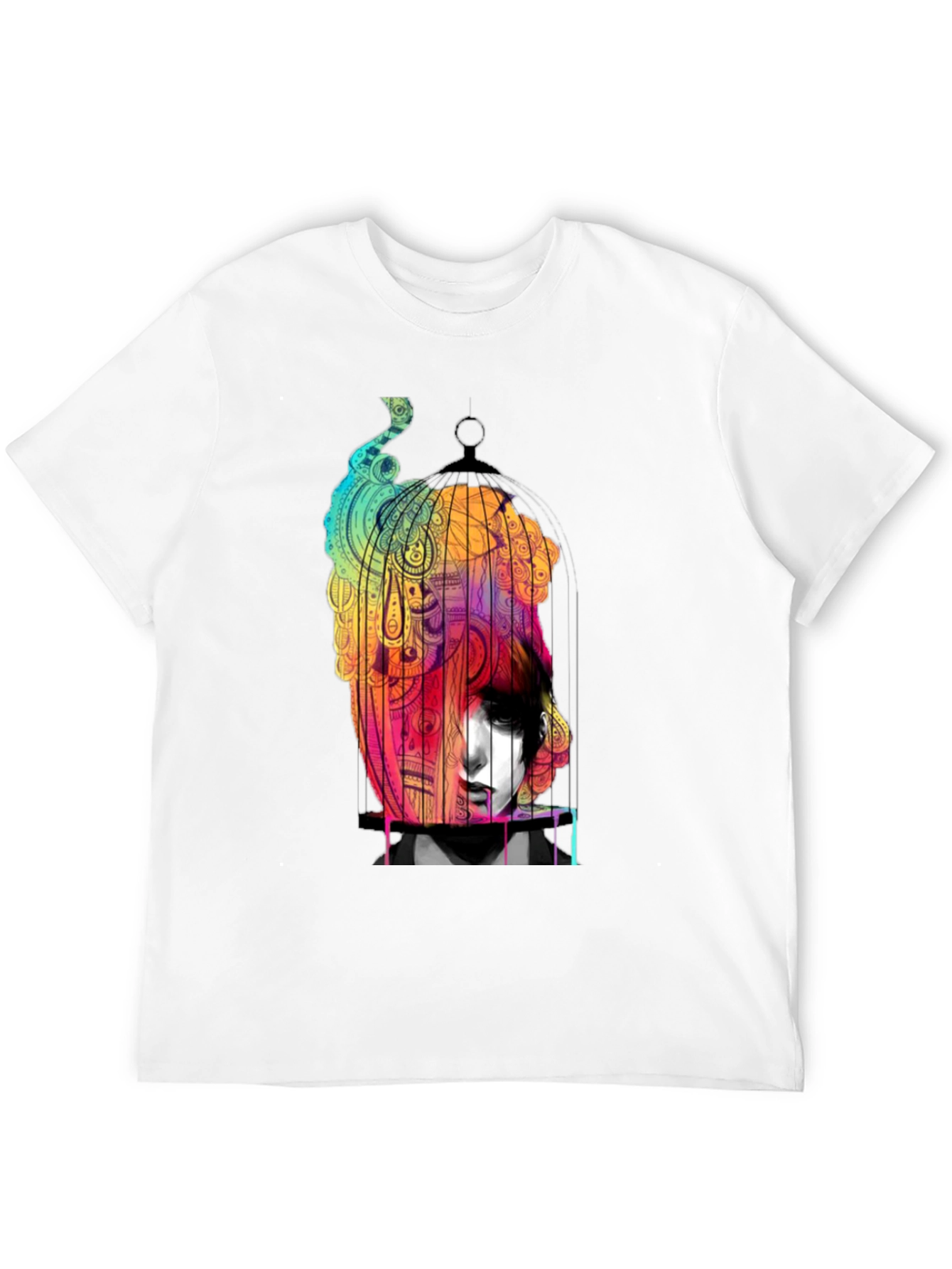 Artistic Caged Soul Black Graphic T-Shirt