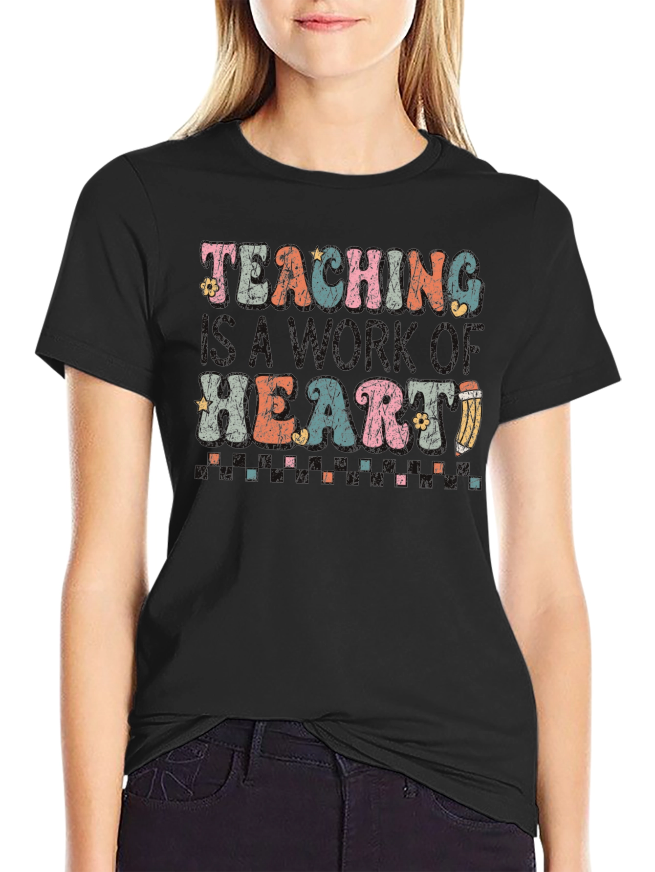 Teaching With My Heart Retro Graphic Tee