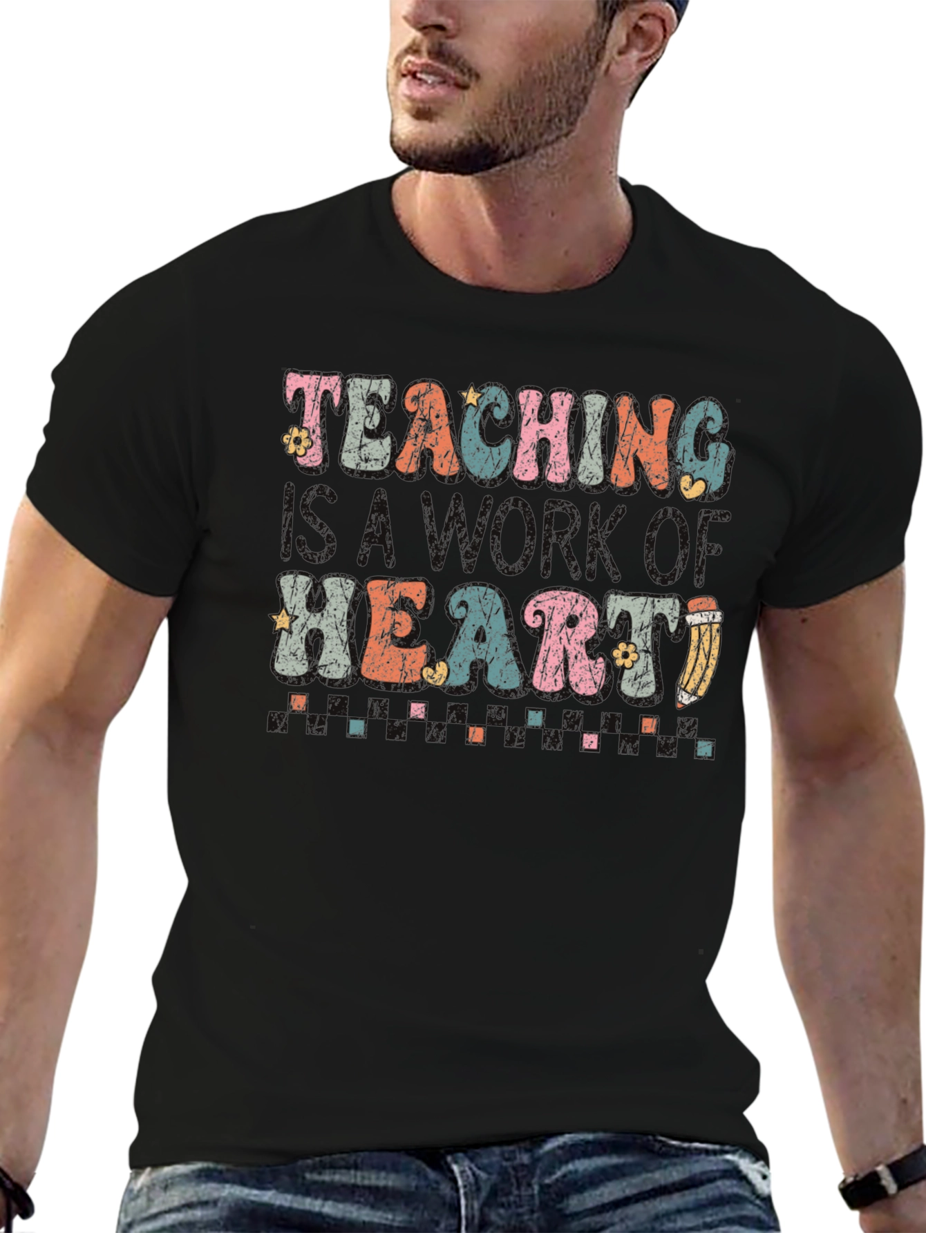 Teaching With My Heart Retro Graphic Tee