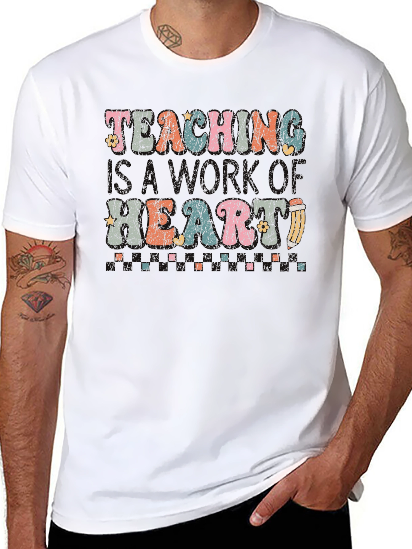 Teaching With My Heart Retro Graphic Tee
