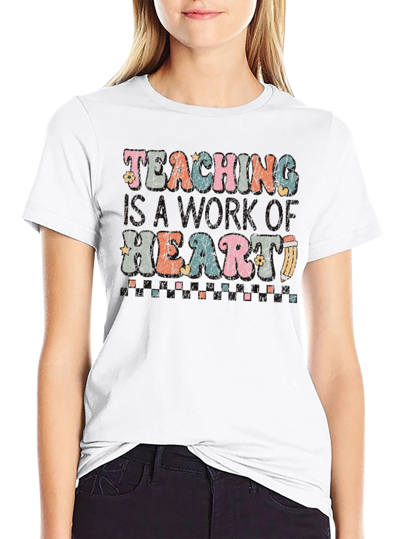 Teaching With My Heart Retro Graphic Tee