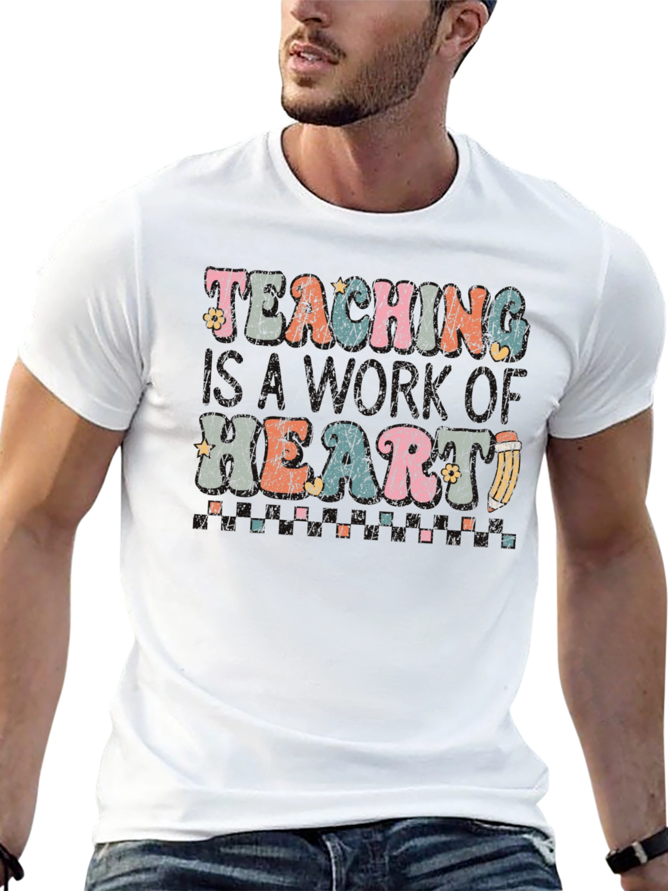 Teaching With My Heart Retro Graphic Tee
