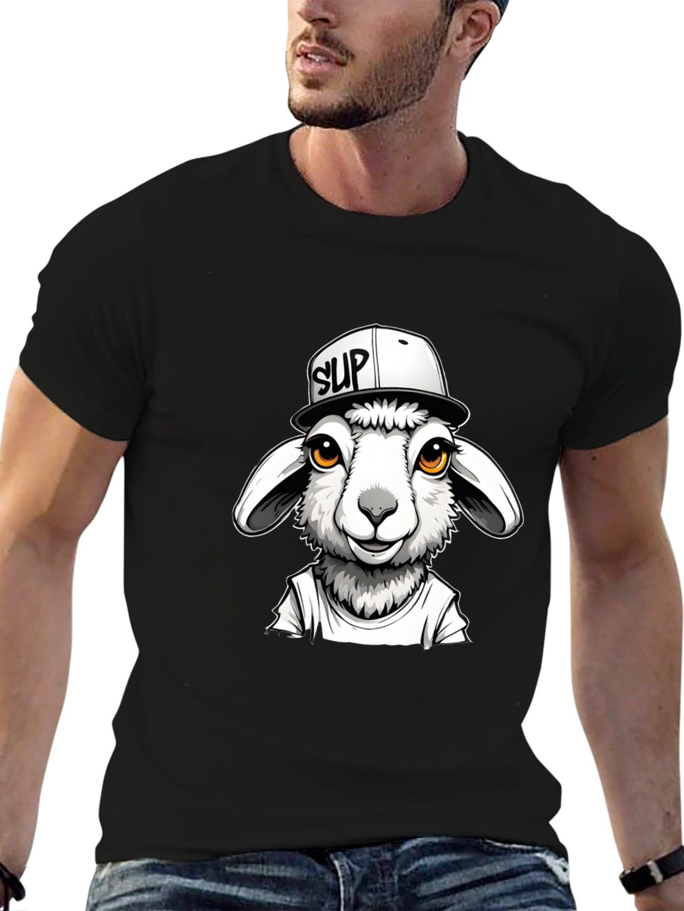 Cool Sheep Graphic Tee - Black Casual T-Shirt
