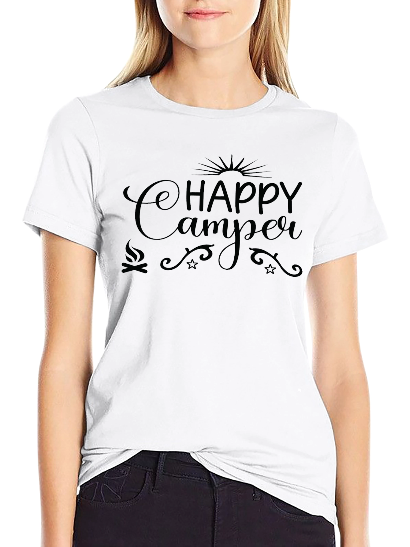 Happy Camper Graphic Tee - Black Camping Shirt