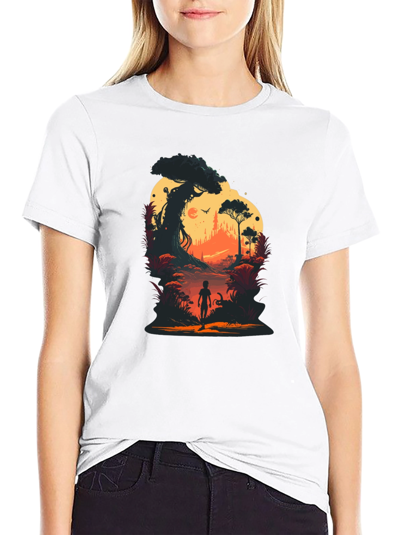 Sunset Forest Graphic Tee - Unique Silhouette Design