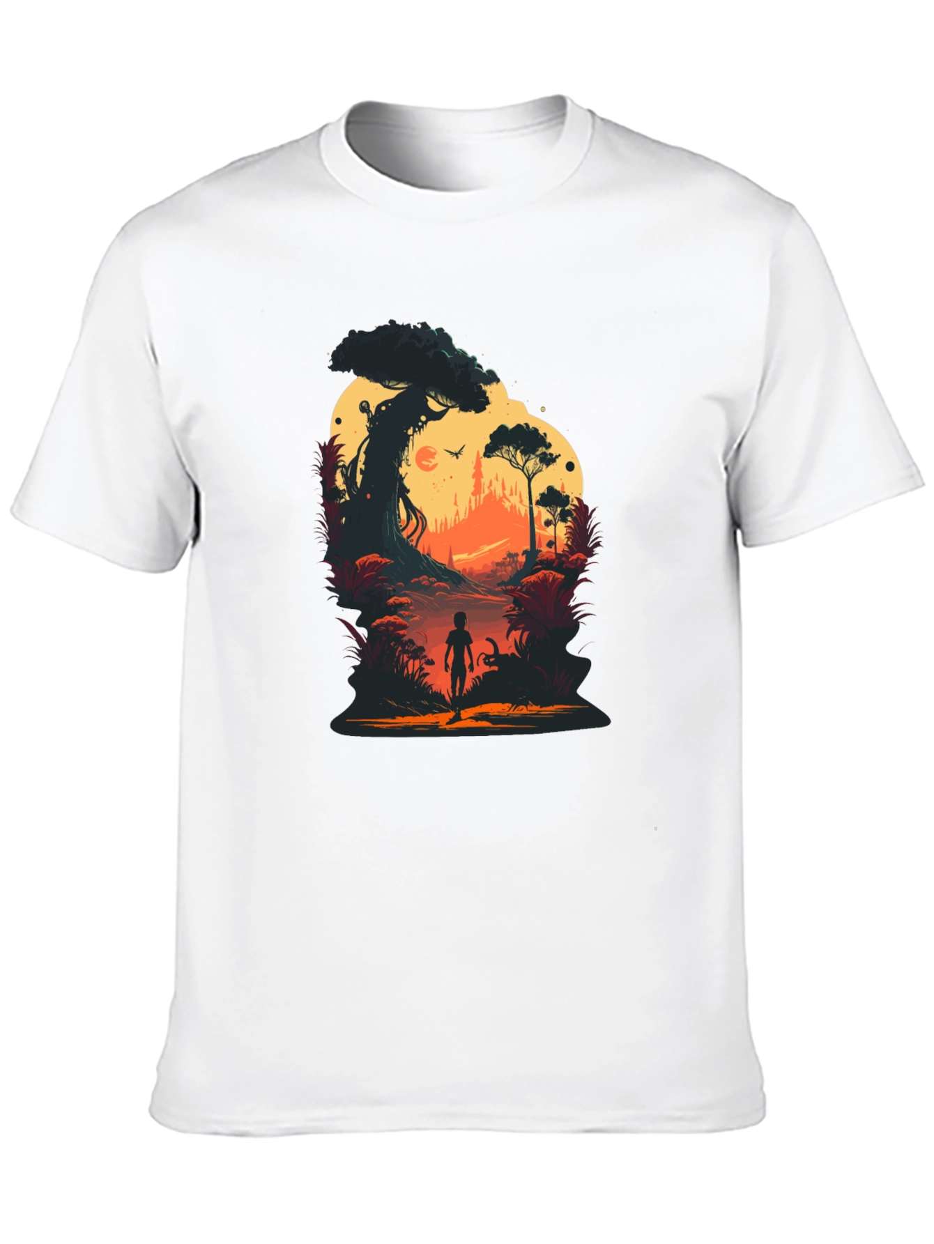 Sunset Forest Graphic Tee - Unique Silhouette Design