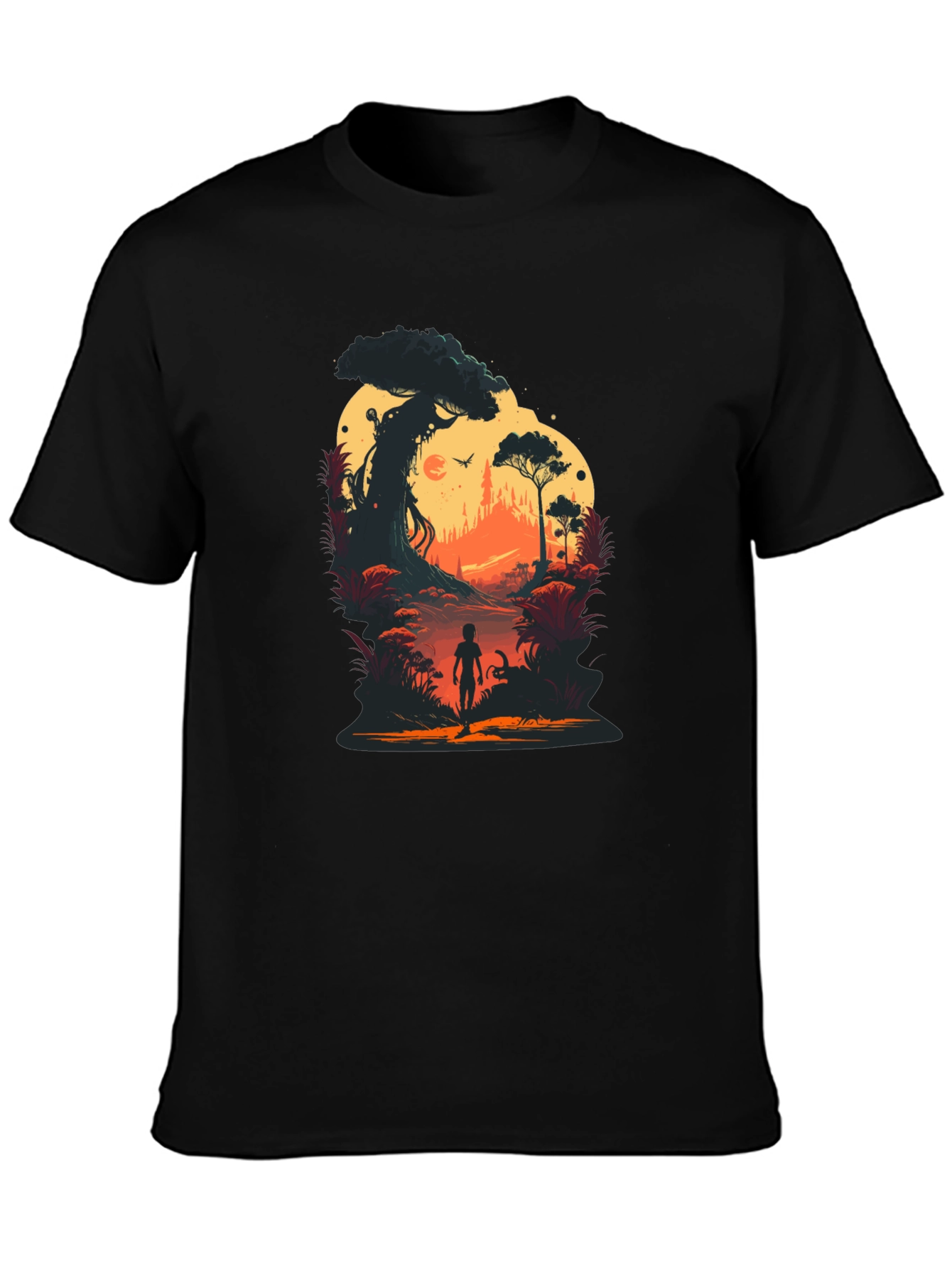Sunset Forest Graphic Tee - Unique Silhouette Design