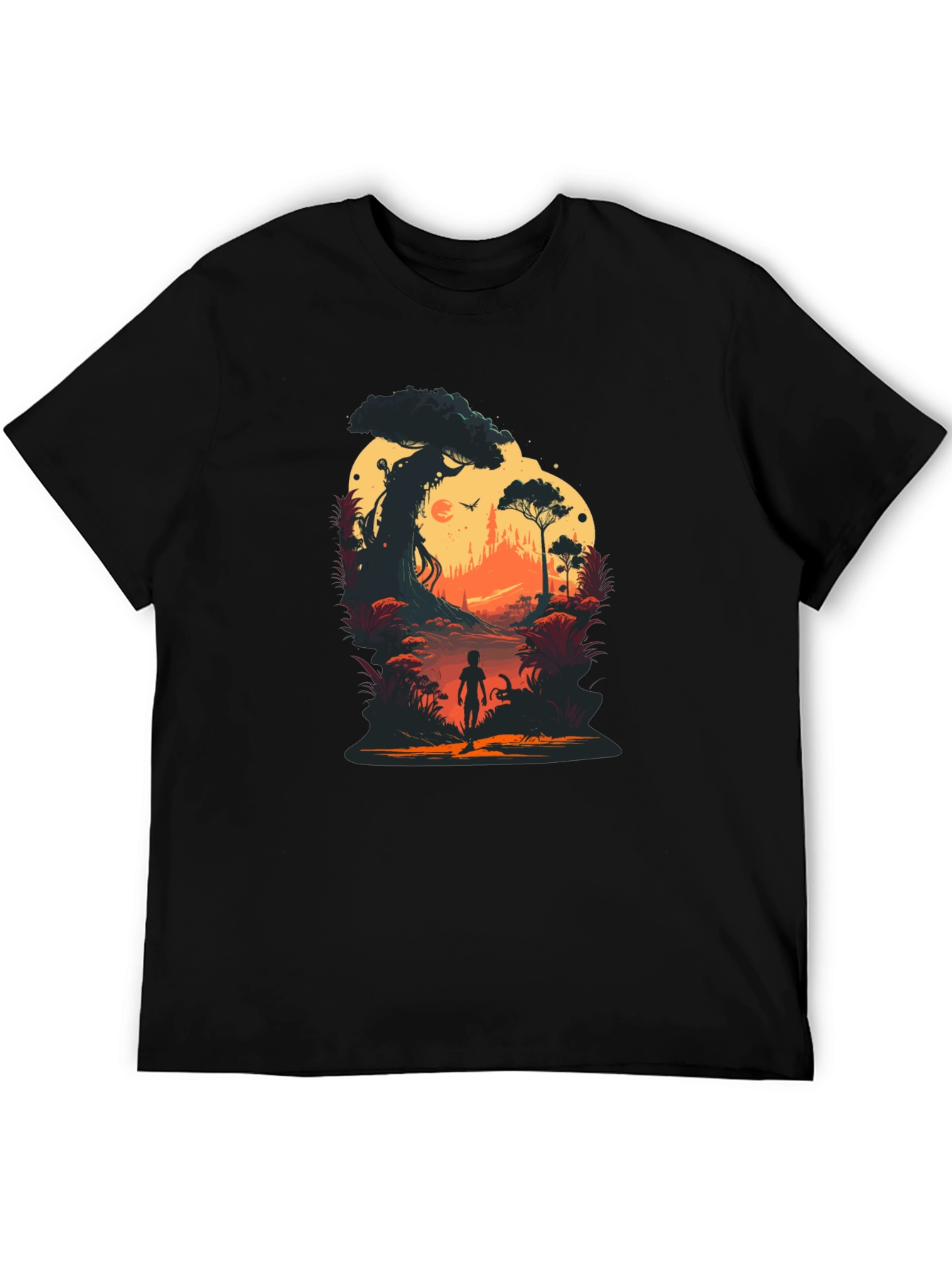 Sunset Forest Graphic Tee - Unique Silhouette Design