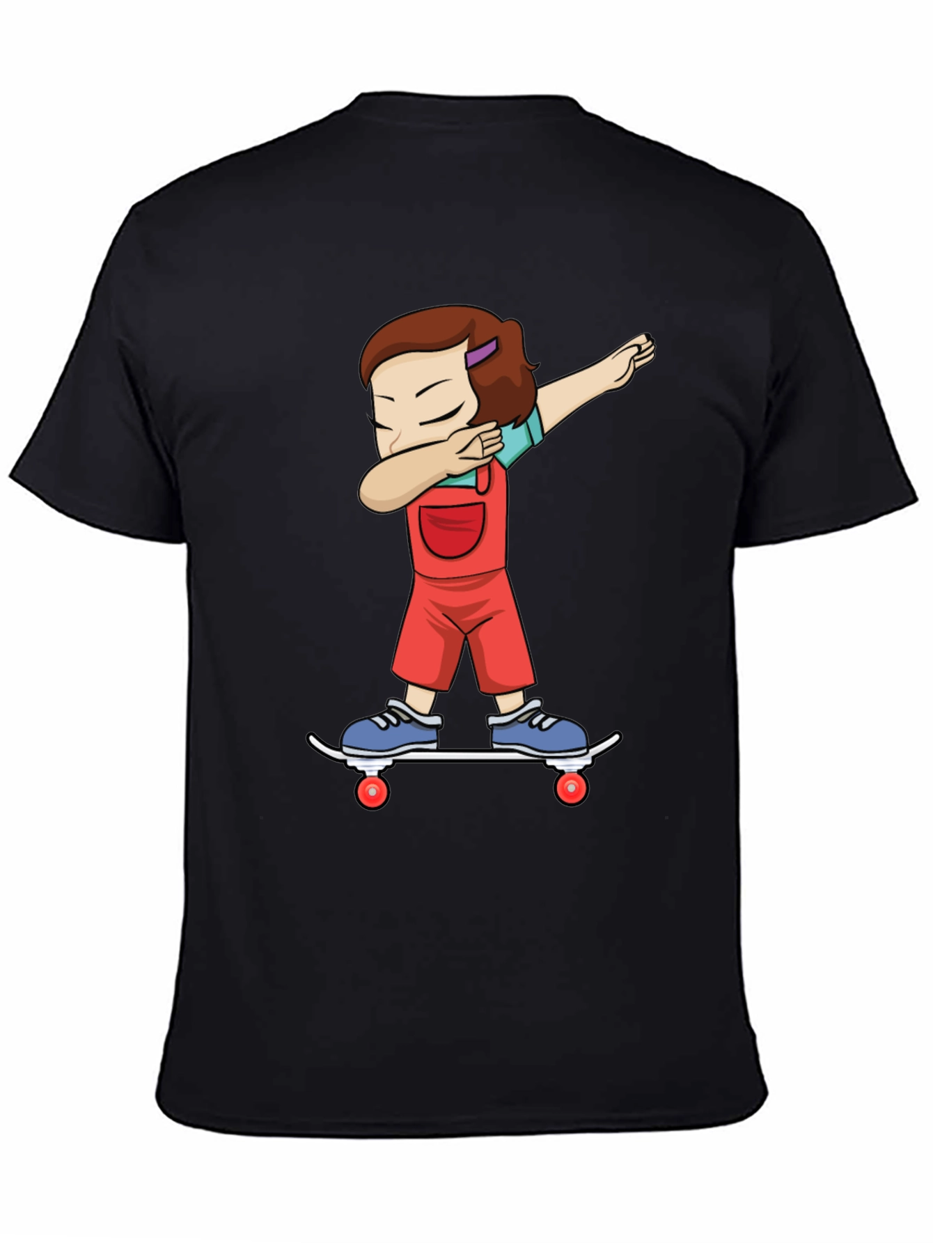 Cartoon Dab Girl Skateboarder T-Shirt - Stylish Graphic Tee