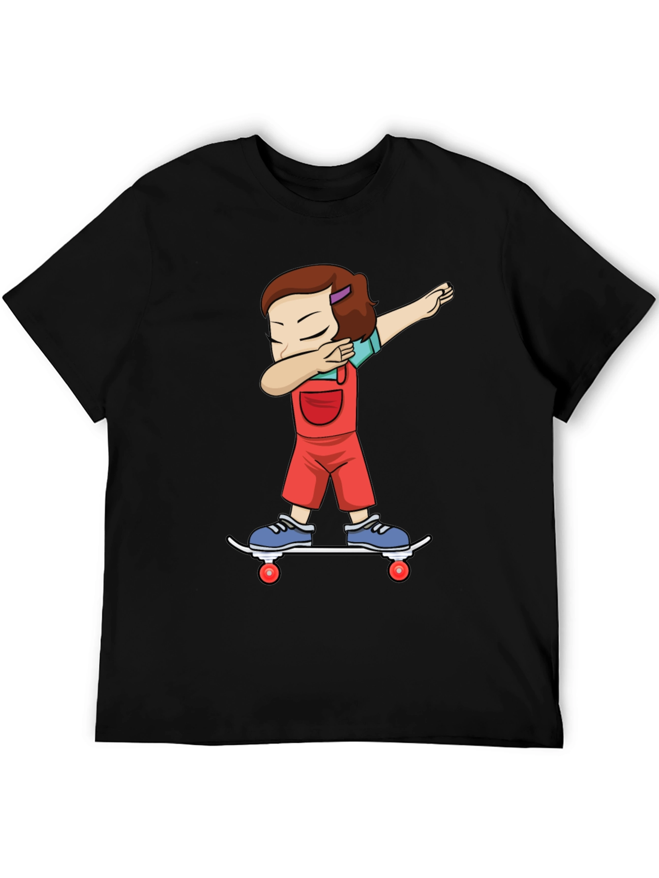 Cartoon Dab Girl Skateboarder T-Shirt - Stylish Graphic Tee