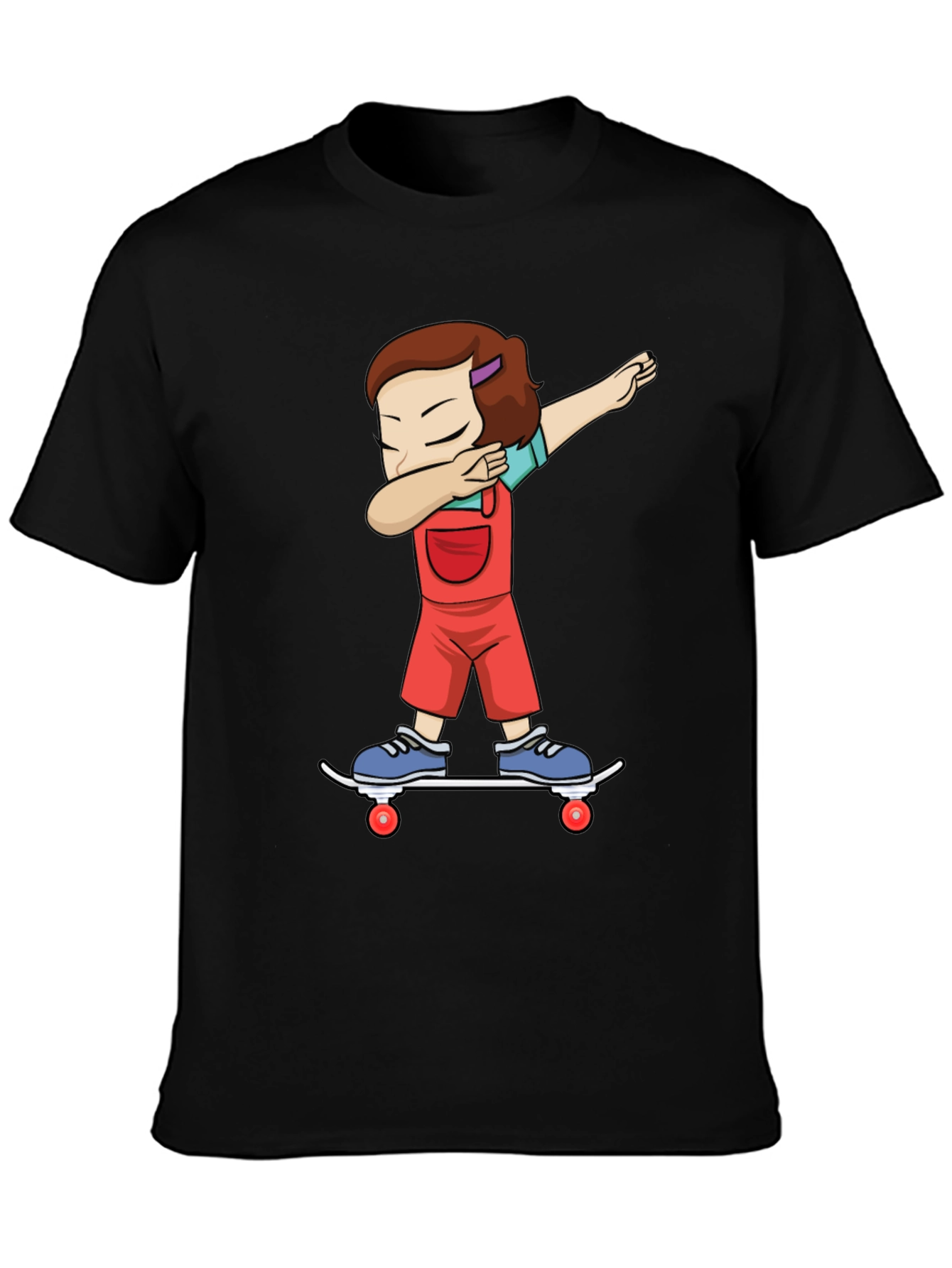 Cartoon Dab Girl Skateboarder T-Shirt - Stylish Graphic Tee