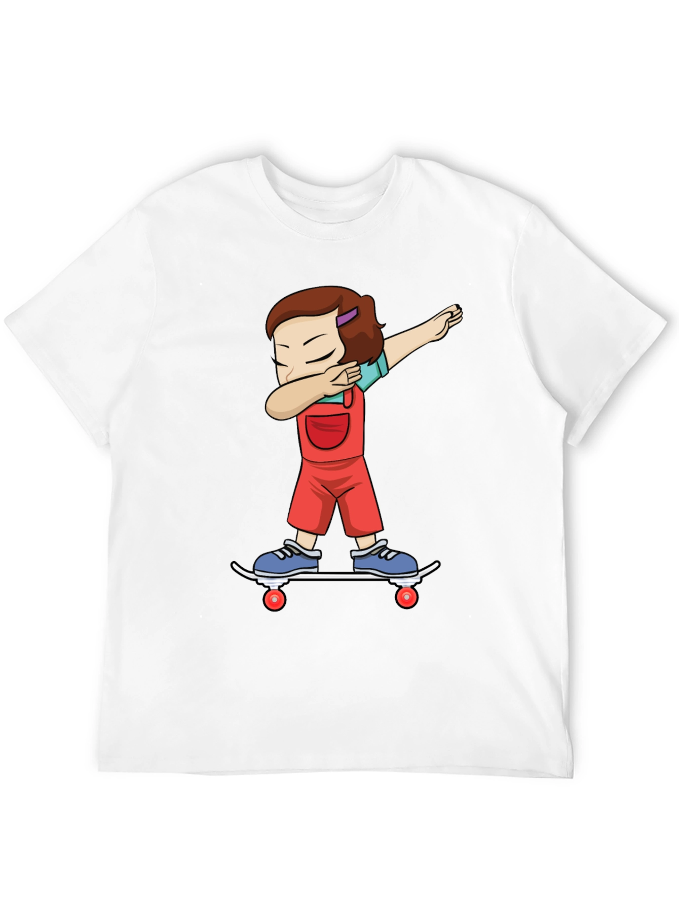 Cartoon Dab Girl Skateboarder T-Shirt - Stylish Graphic Tee