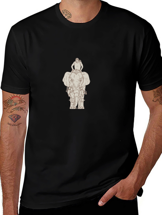 Elephant Rider Graphic Tee - Classic Black Cotton T-Shirt