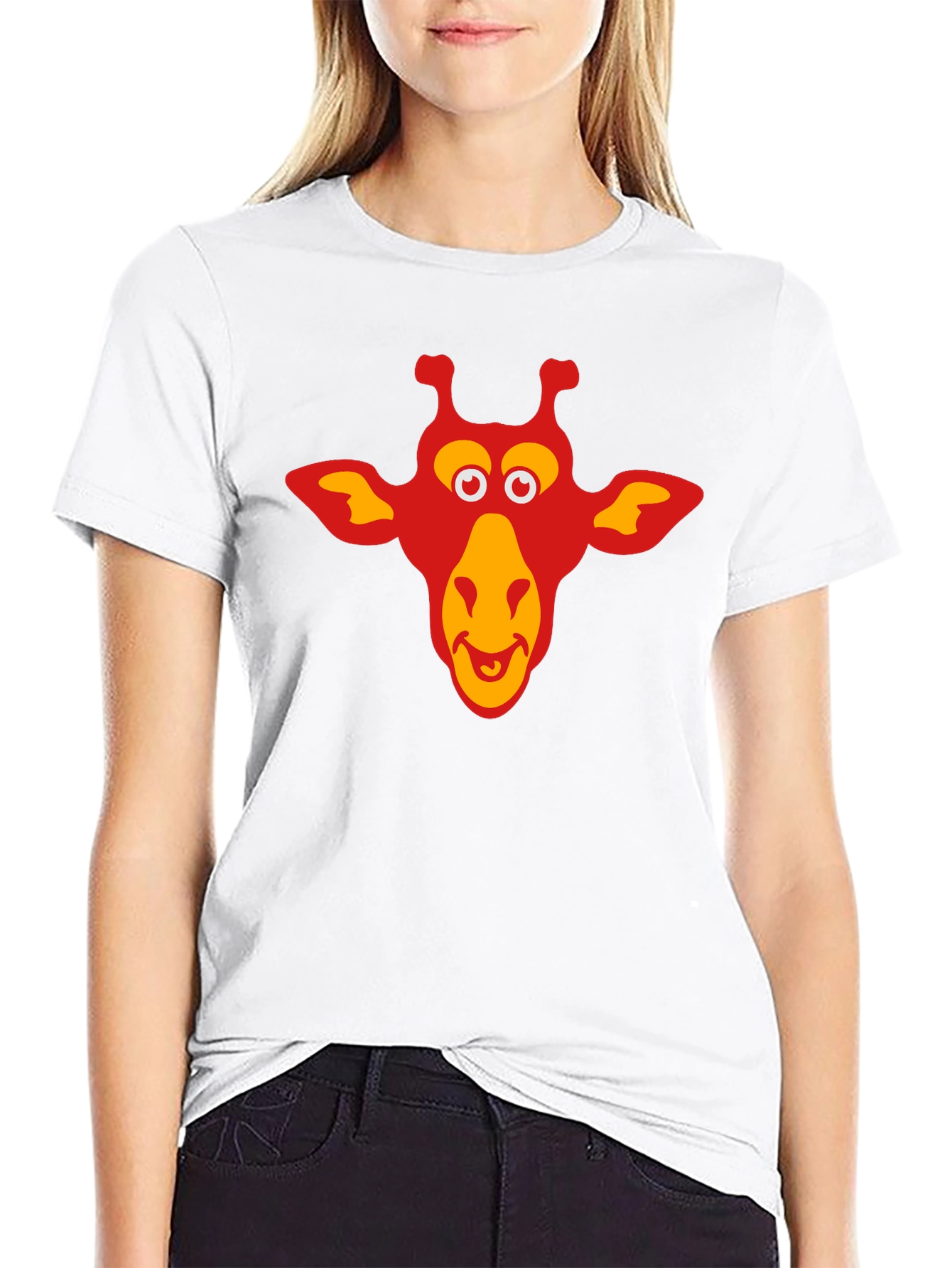 Giraffe Graphic Tee - Black Cotton T-Shirt