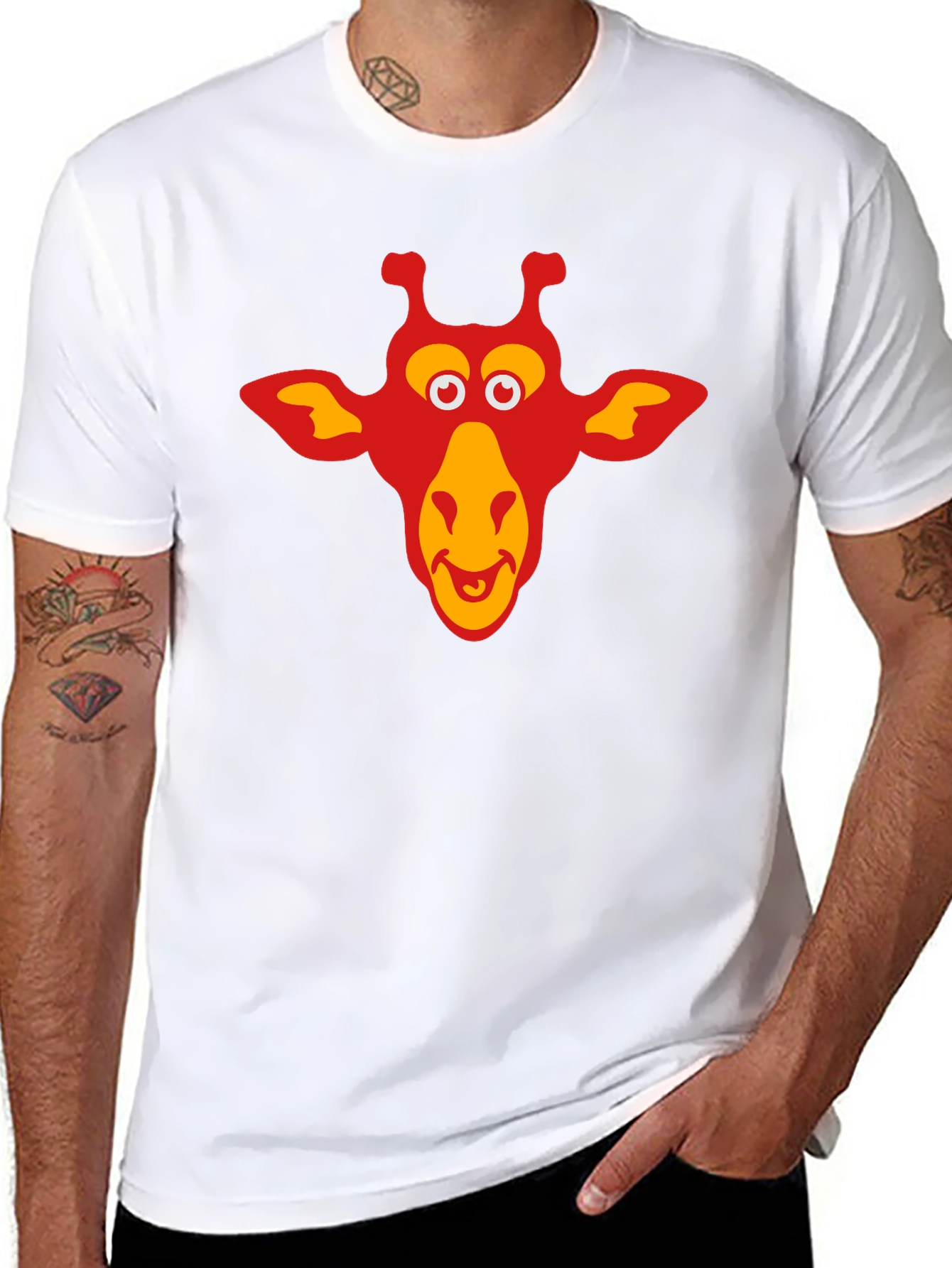 Giraffe Graphic Tee - Black Cotton T-Shirt