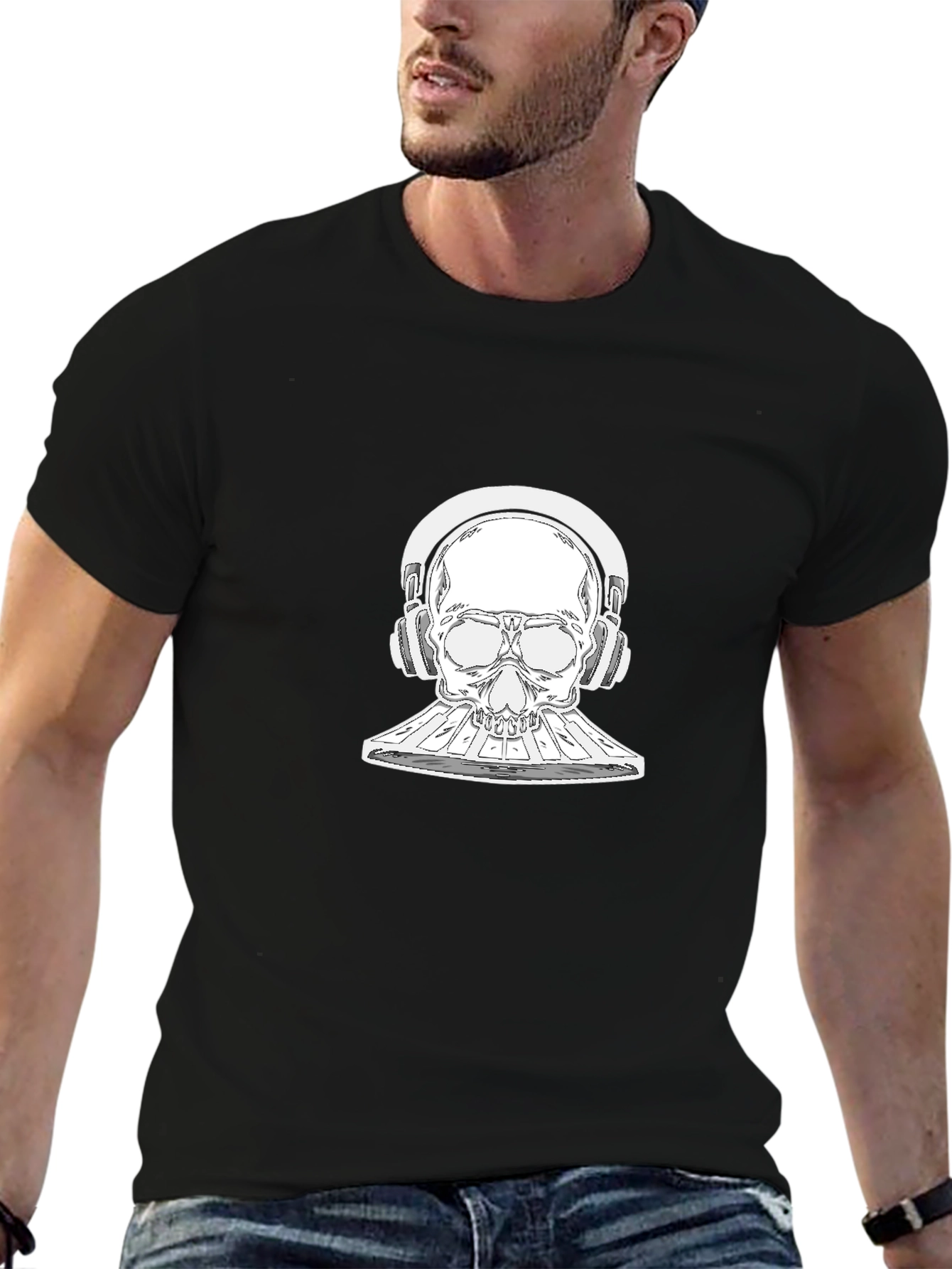Skull DJ Black T-Shirt - Music Lover Style