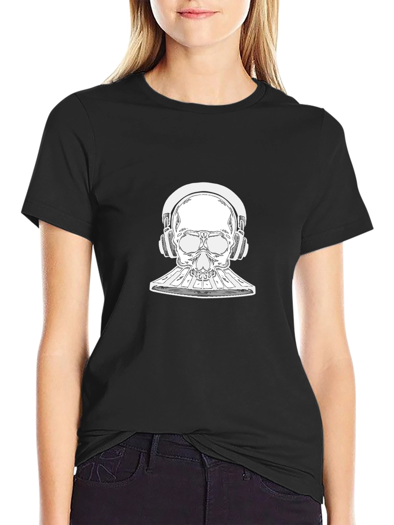Skull DJ Black T-Shirt - Music Lover Style