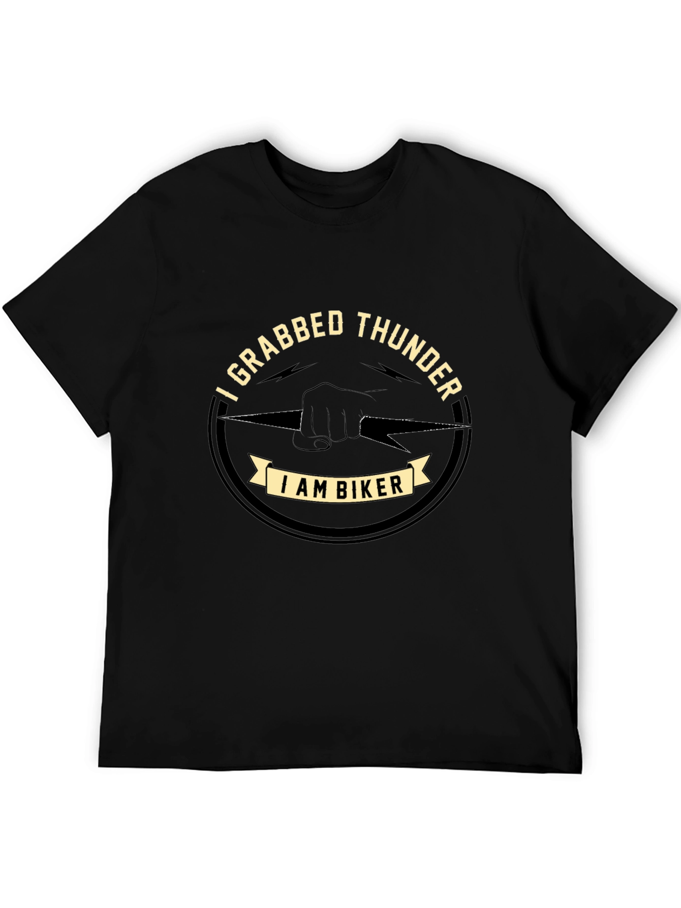 I Grabbed Thunder Biker Graphic T-Shirt - Black