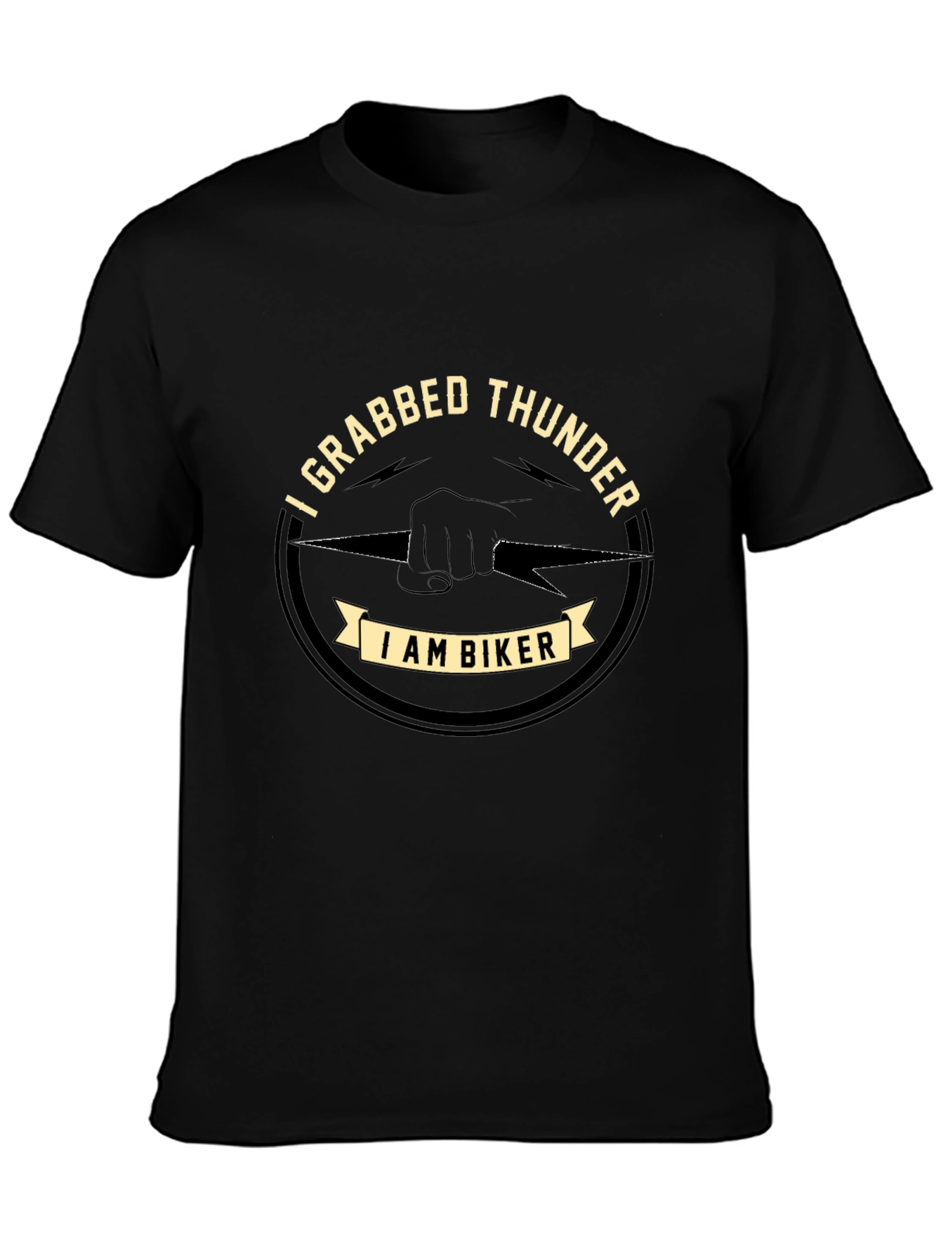 I Grabbed Thunder Biker Graphic T-Shirt - Black