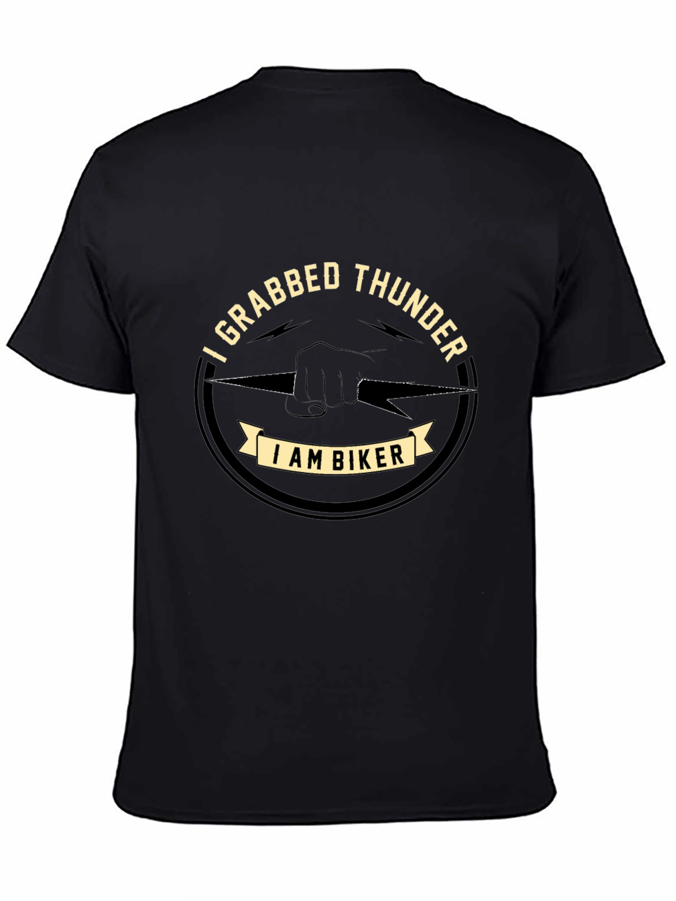 I Grabbed Thunder Biker Graphic T-Shirt - Black