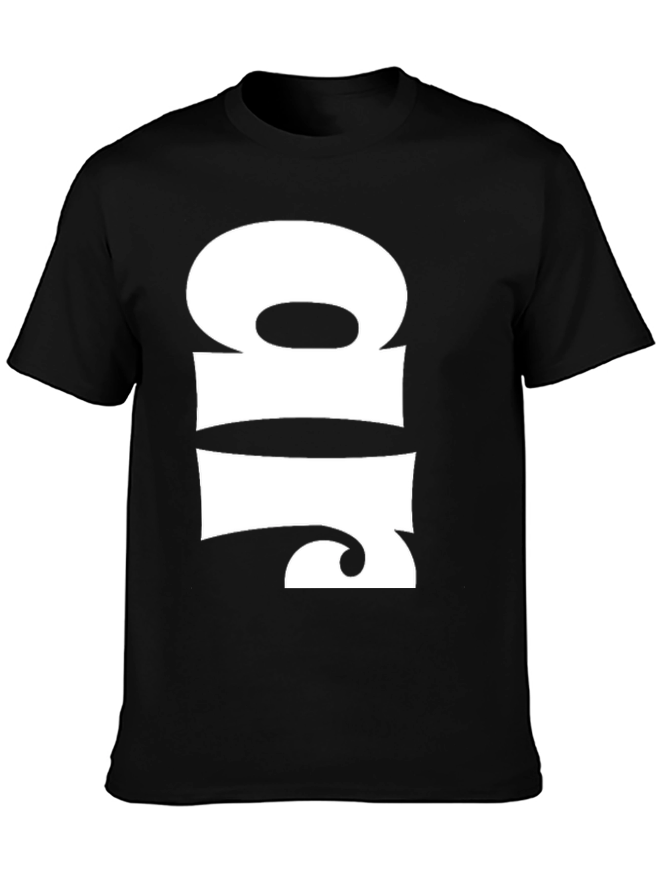 Abstract White Design on Black T-Shirt