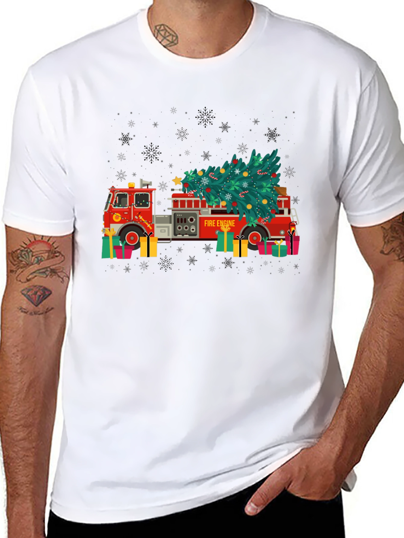 Festive Fire Engine Christmas T-Shirt