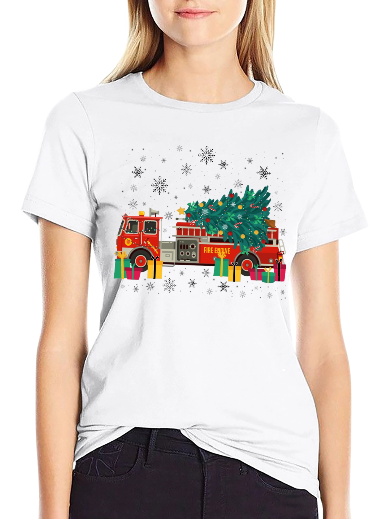 Festive Fire Engine Christmas T-Shirt