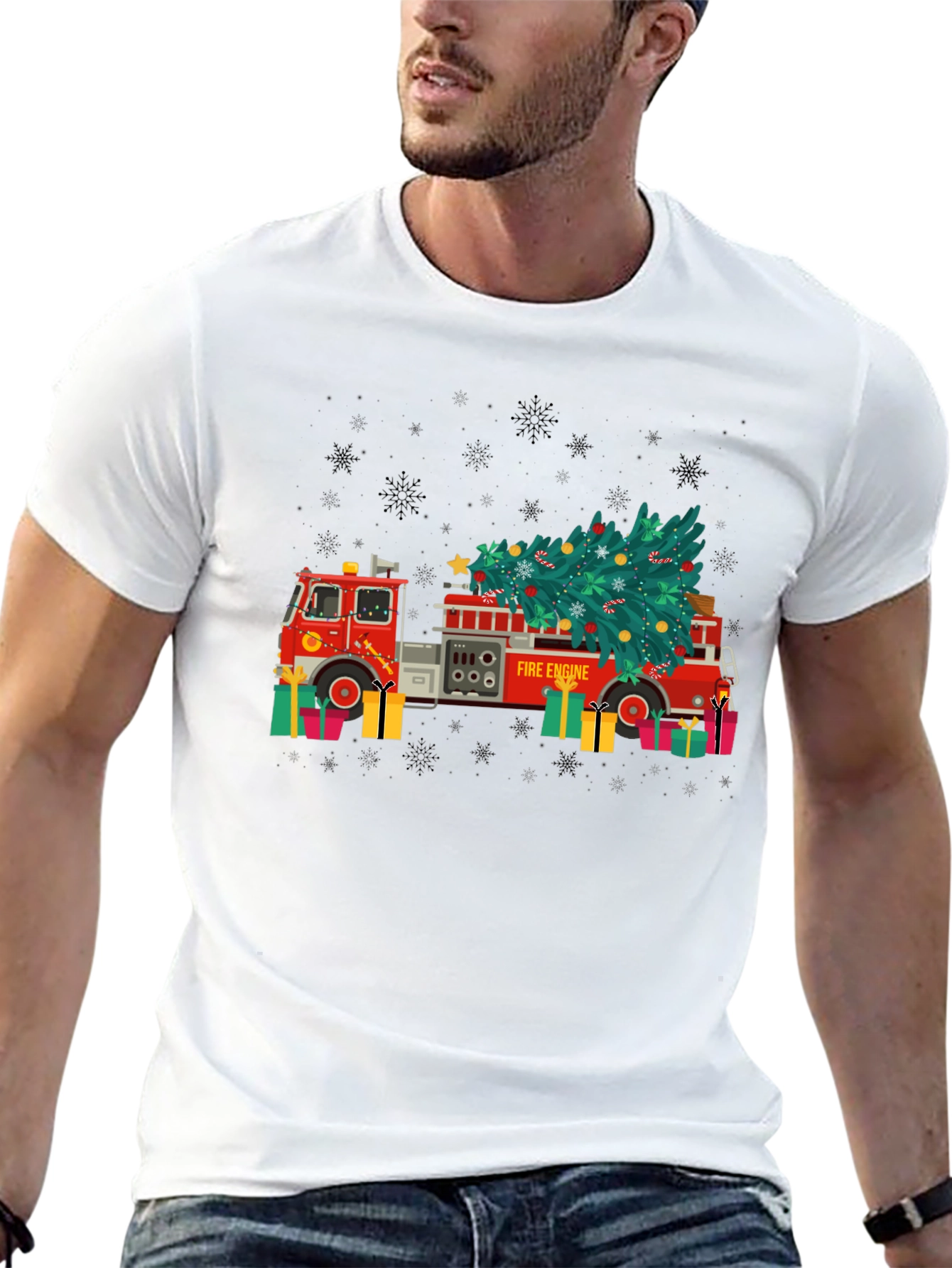 Festive Fire Engine Christmas T-Shirt
