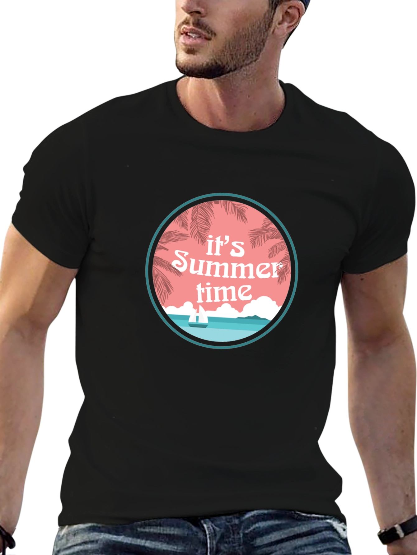Its Summer Time Black Graphic Tee