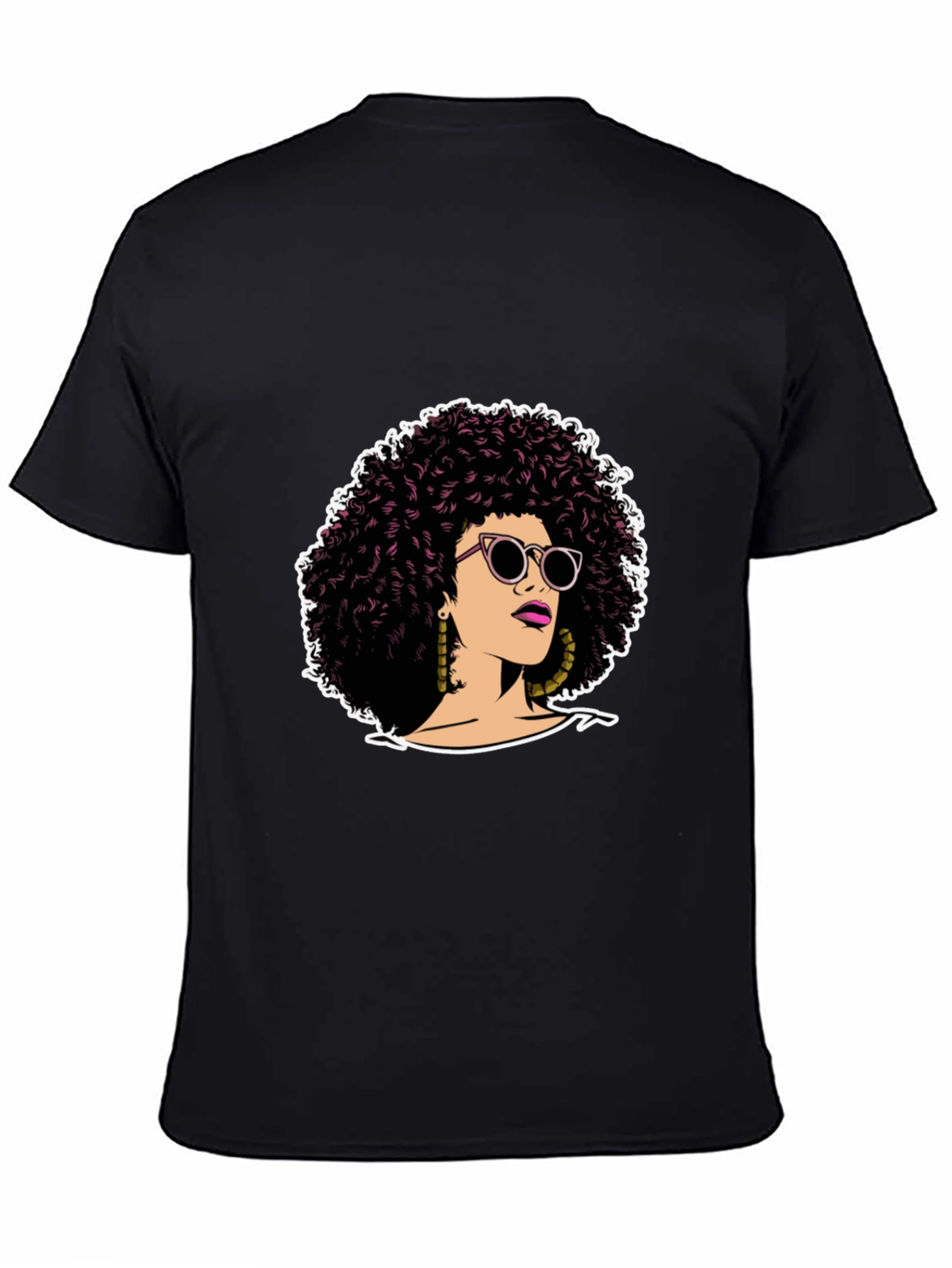 Afro Woman Graphic Tee - Stylish Black T-Shirt
