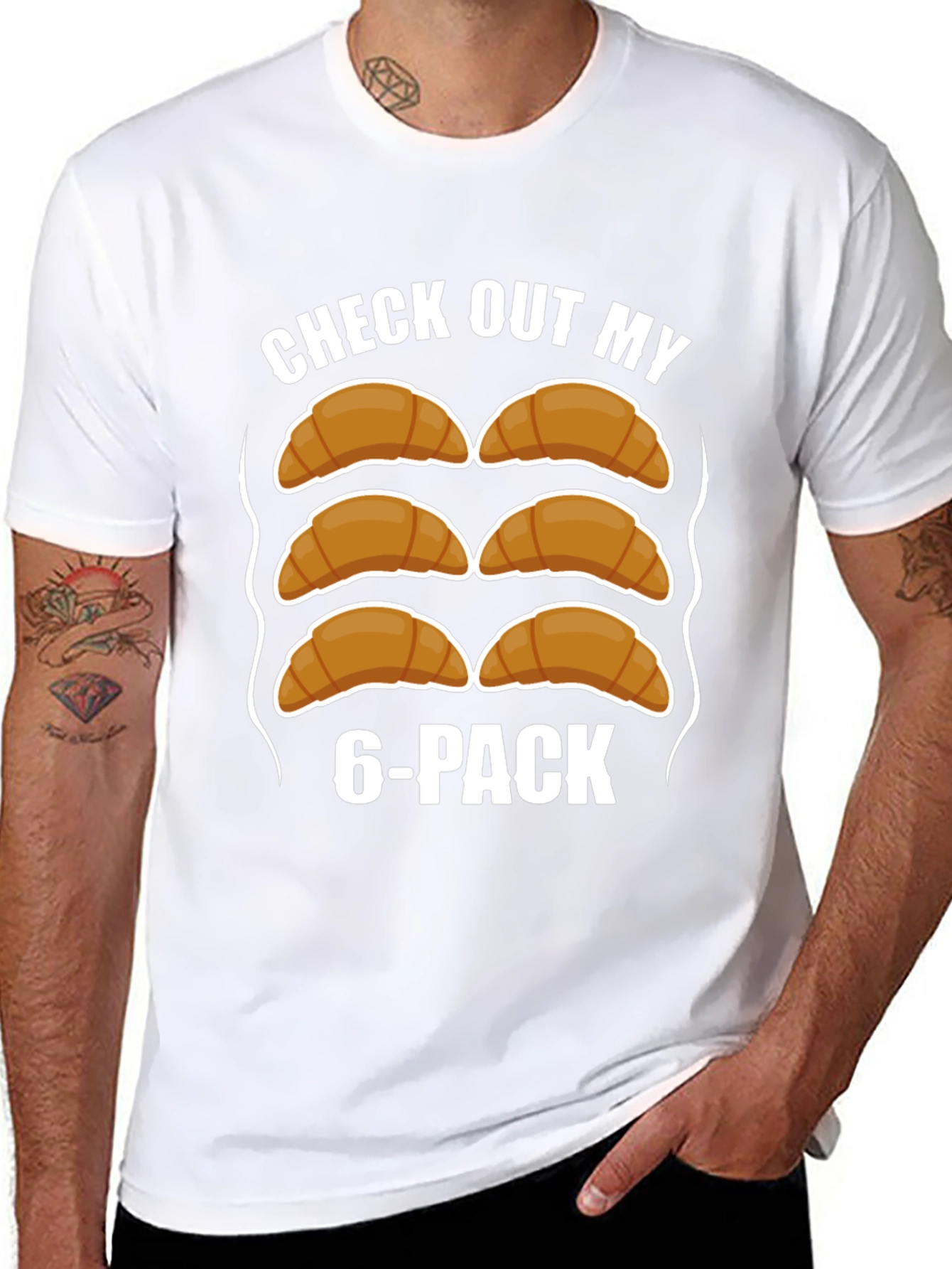 Funny Croissant 6-Pack T-Shirt - Abs Humor Tee