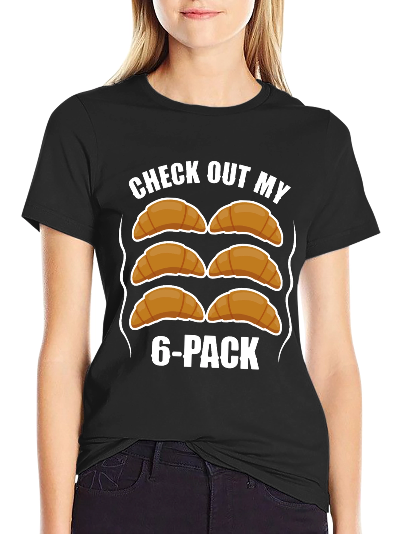 Funny Croissant 6-Pack T-Shirt - Abs Humor Tee