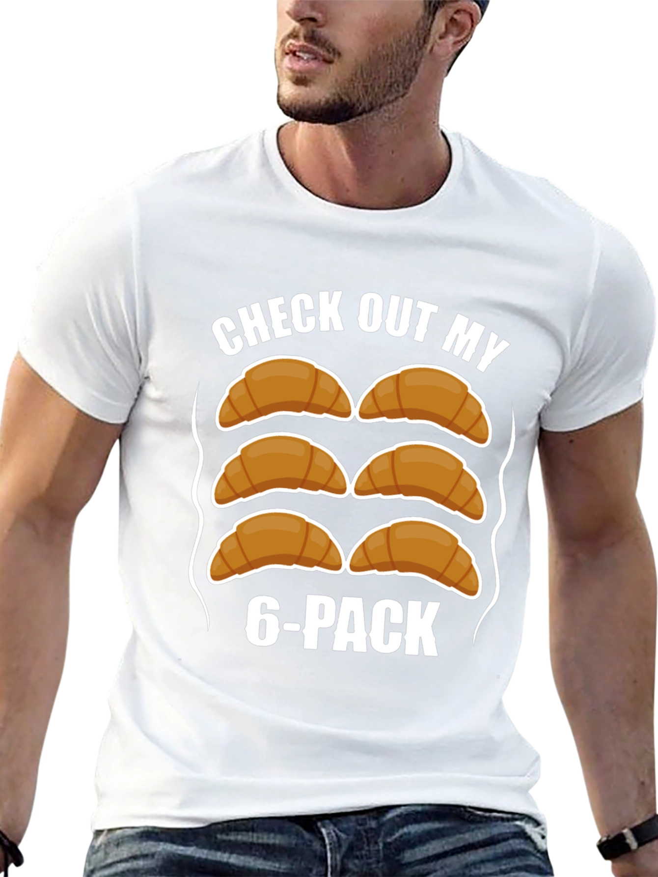Funny Croissant 6-Pack T-Shirt - Abs Humor Tee