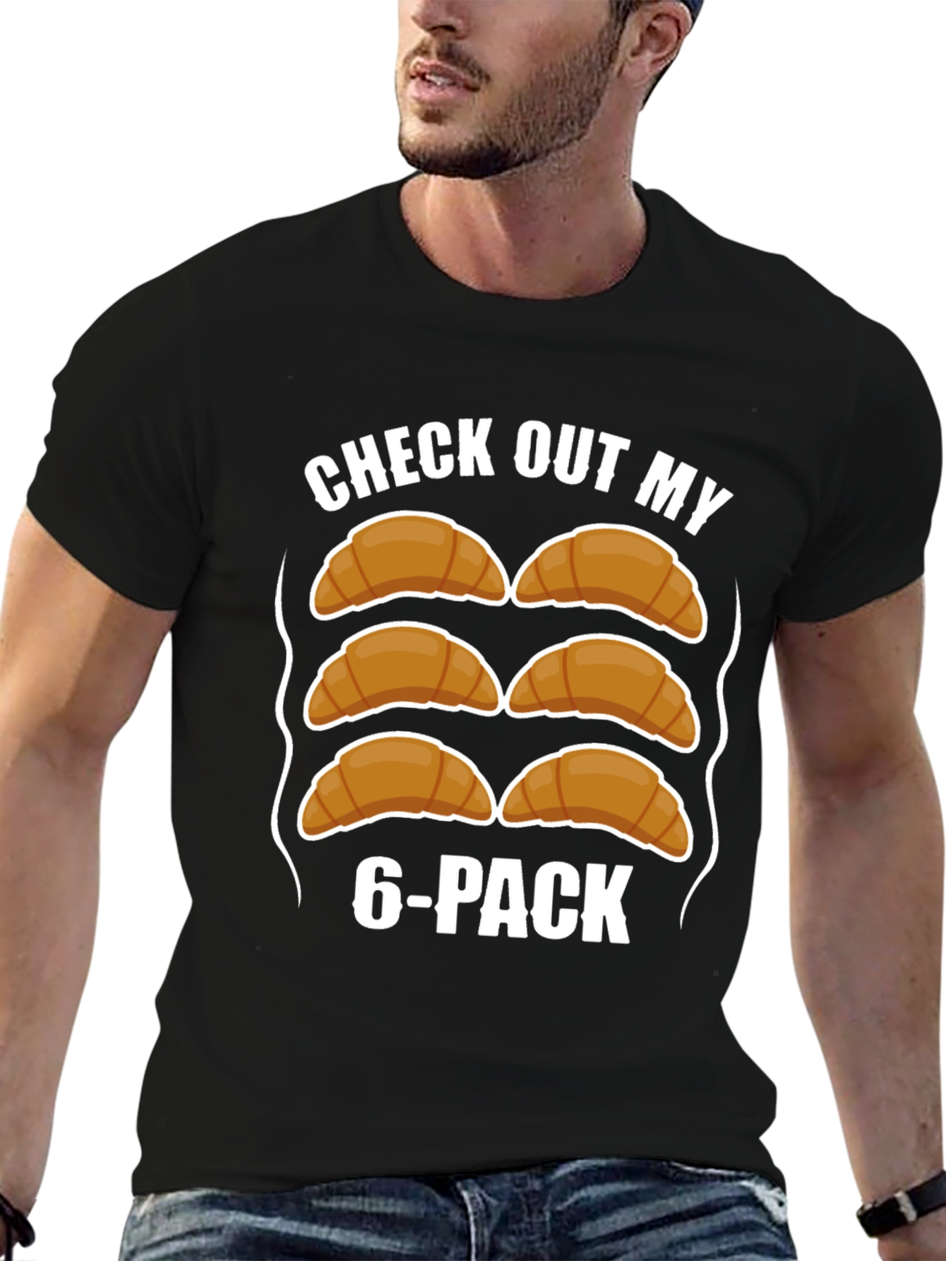 Funny Croissant 6-Pack T-Shirt - Abs Humor Tee